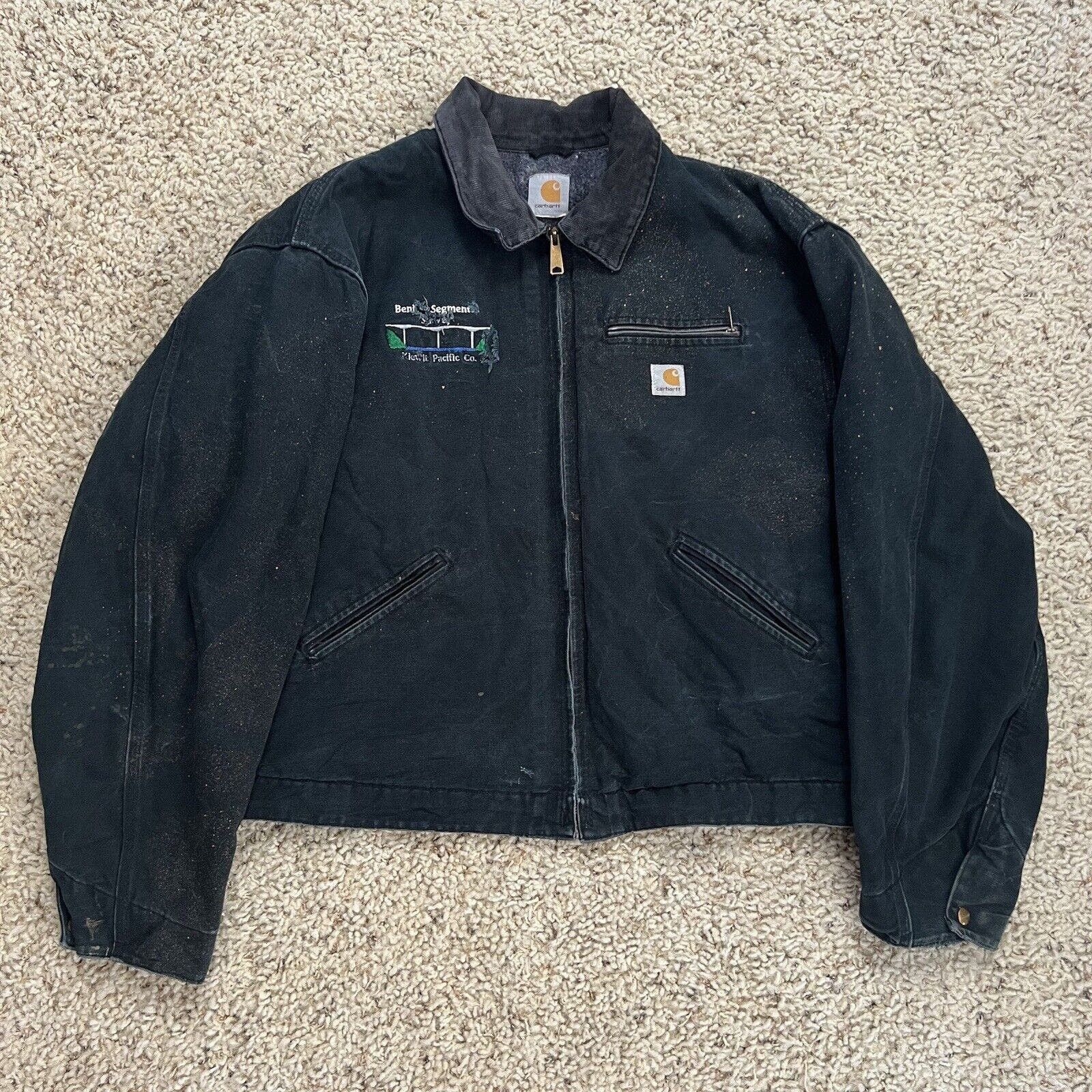 image of Vintage Carhartt Detroit Jacket Blanket Line Chest Logo in Black, Men's (Size 2XL)