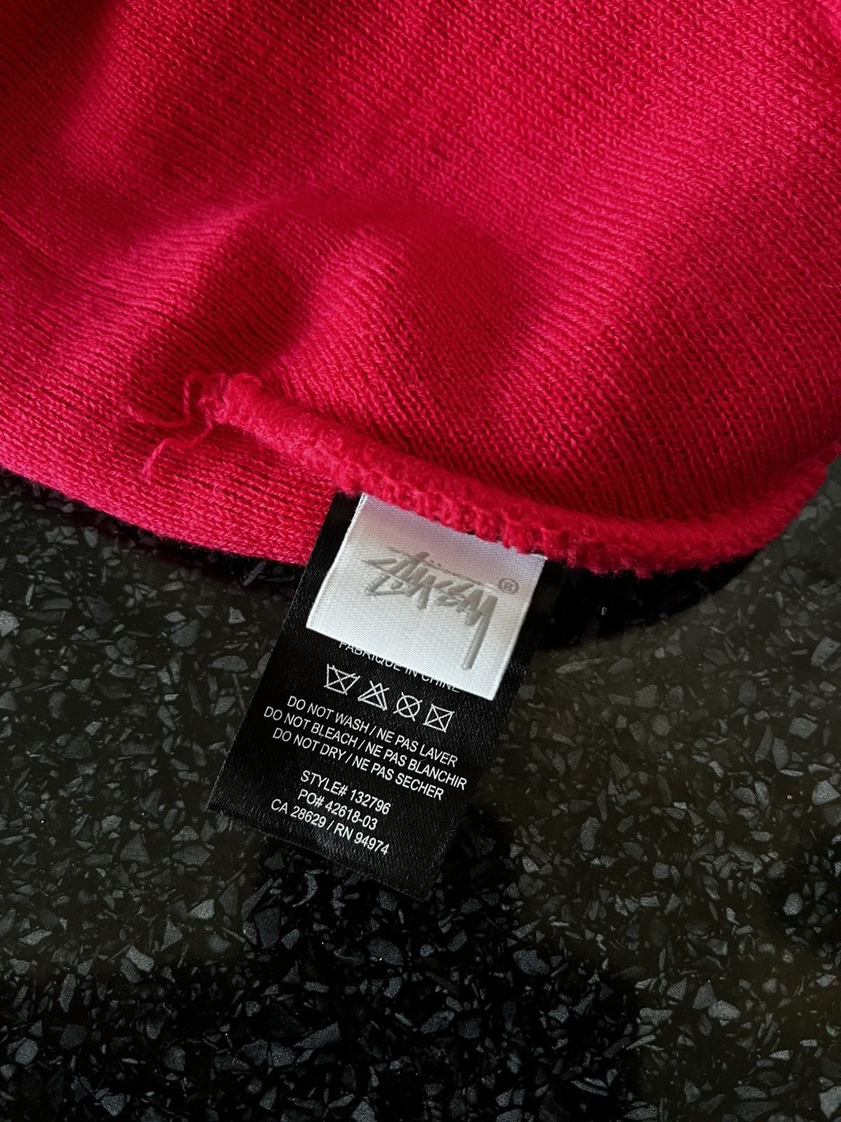 Stussy STUSSY STOCK CUFF BLACK BEANIE HAT OS PINK Y2K Rare Size ONE SIZE - 4 Thumbnail