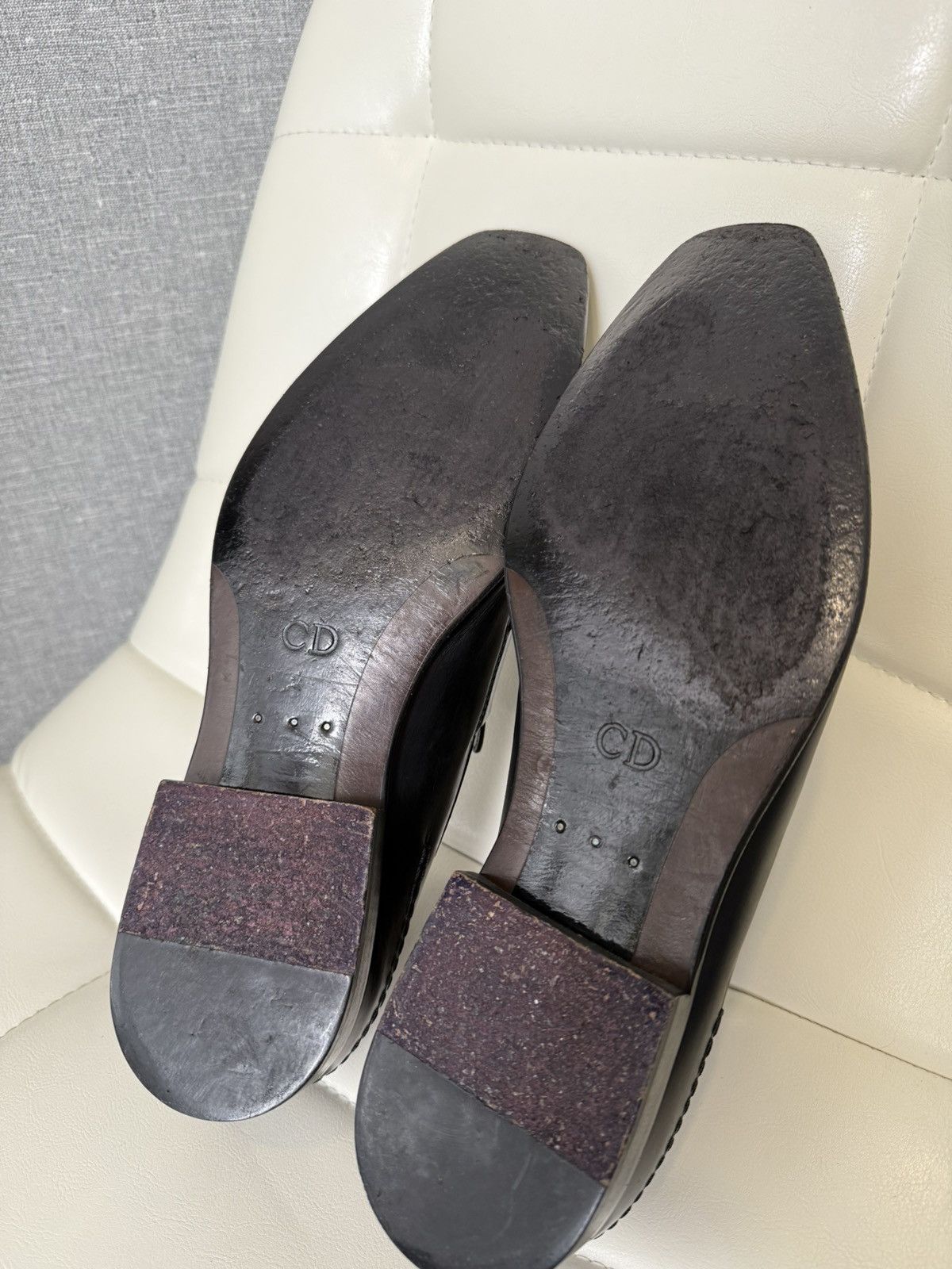 Rare Dior Homme Black Leather Penny Loafers CD Shoes Size 43