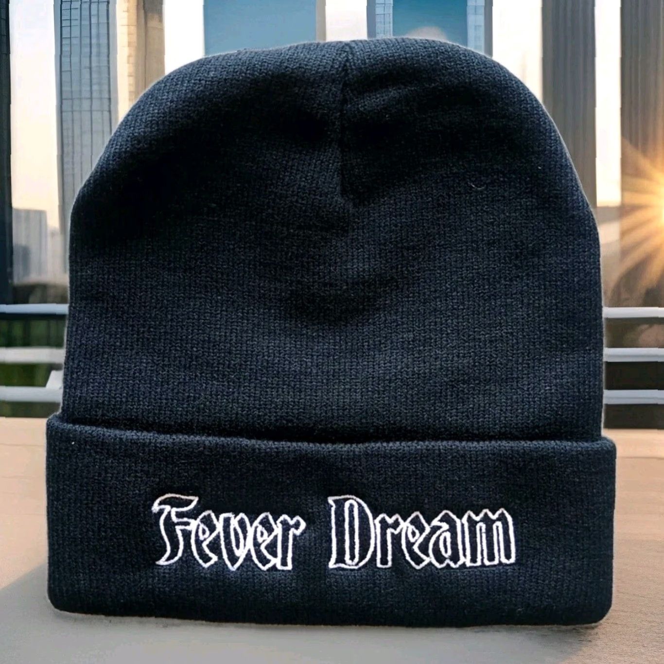 Canon CANNONS FEVER DREAM SONG BEANIE HAT EMBROIDERED ACRYLIC KNIT BLACK ONE SIZE UNISEX ADULTS STRETCH THERMAL WINDPROOF COLLEGE ART BOHO CITY MUSIC Size ONE SIZE - 3 Thumbnail