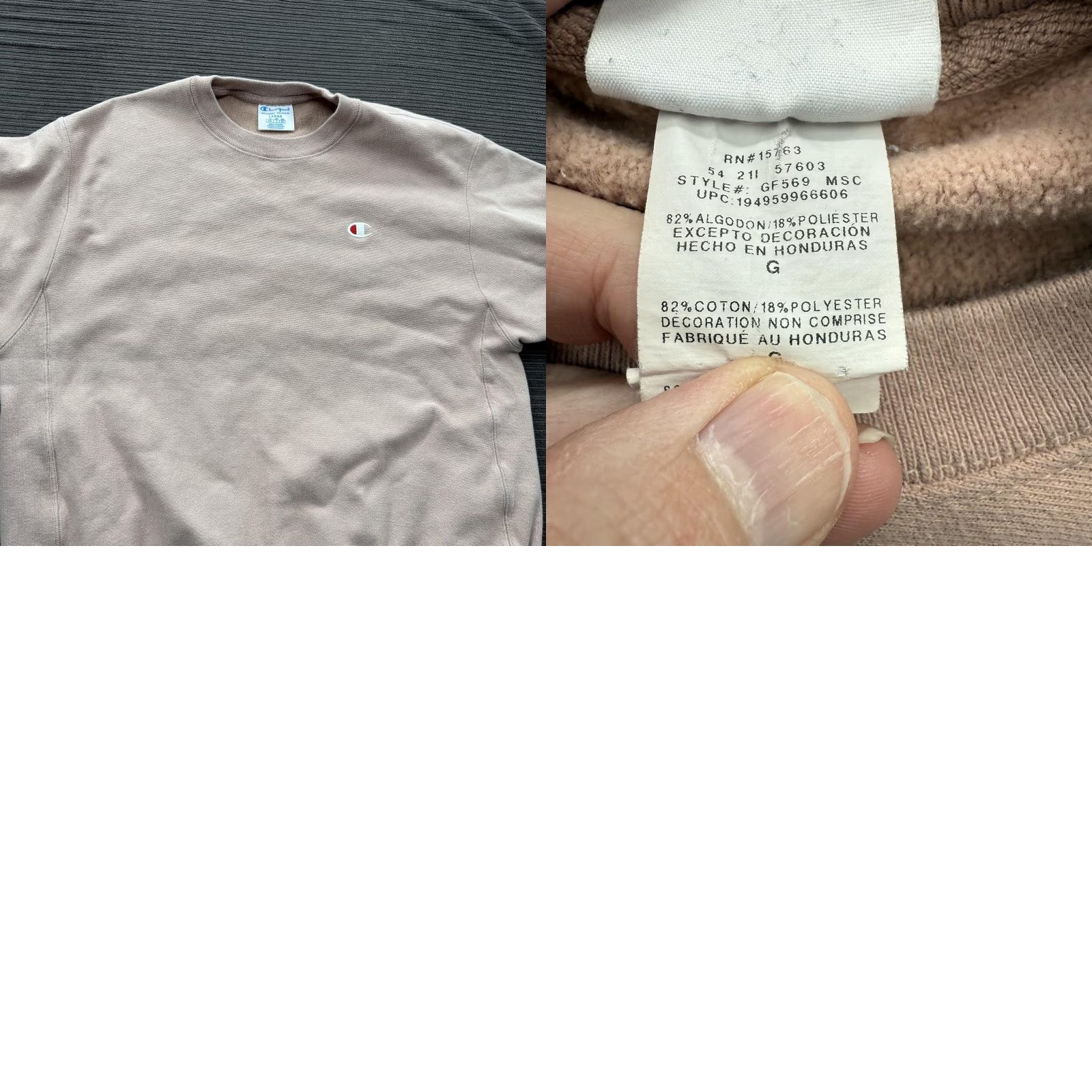 Champion Champion Sweatshirt Mens Large Pink Crewneck Pullover GF569 Reverse Weave Logo Size US L / EU 52-54 / 3 - 8 Thumbnail