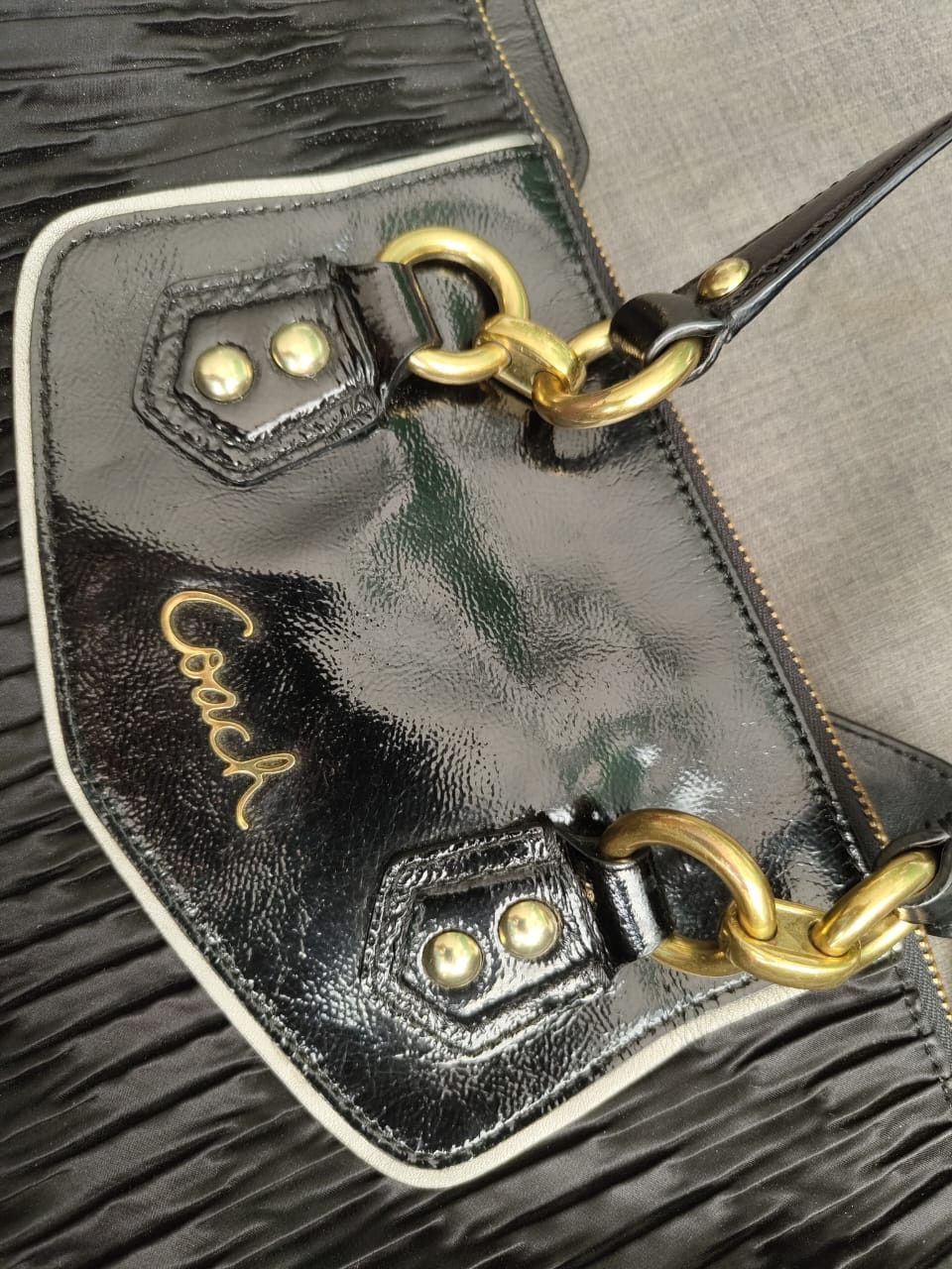 Coach COACH Ashley Gathered SatIn Carryall B4 Satchel Bag F20050 Size ONE SIZE - 8 Thumbnail