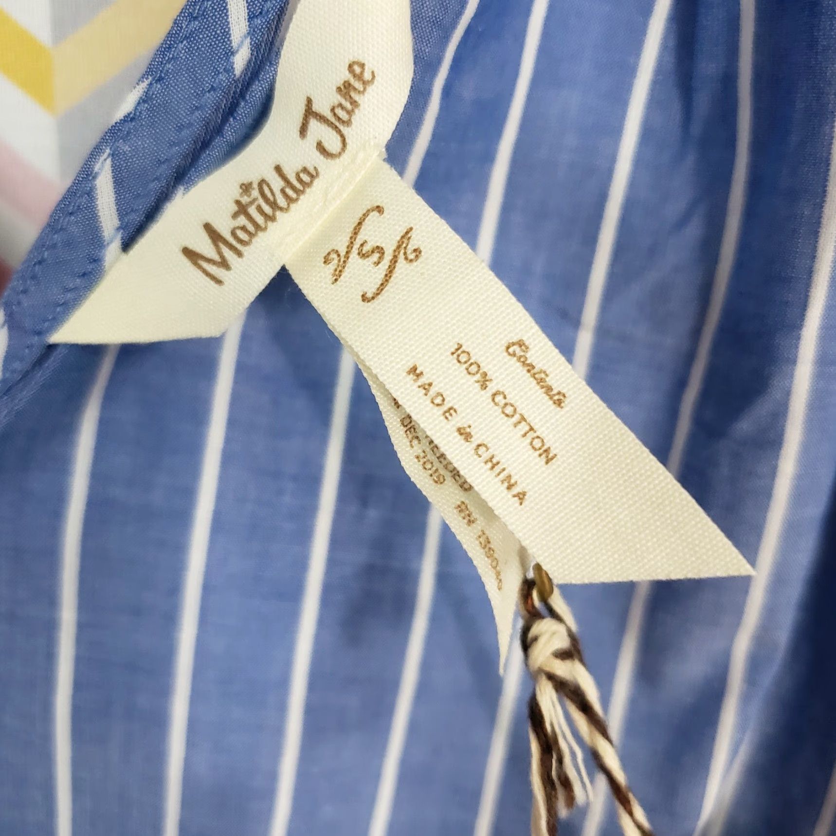 Vintage Matilda Jane Cover Up Womens Sandy Seashell Size S Blue White Striped 100% Cotton Size ONE SIZE - 4 Thumbnail