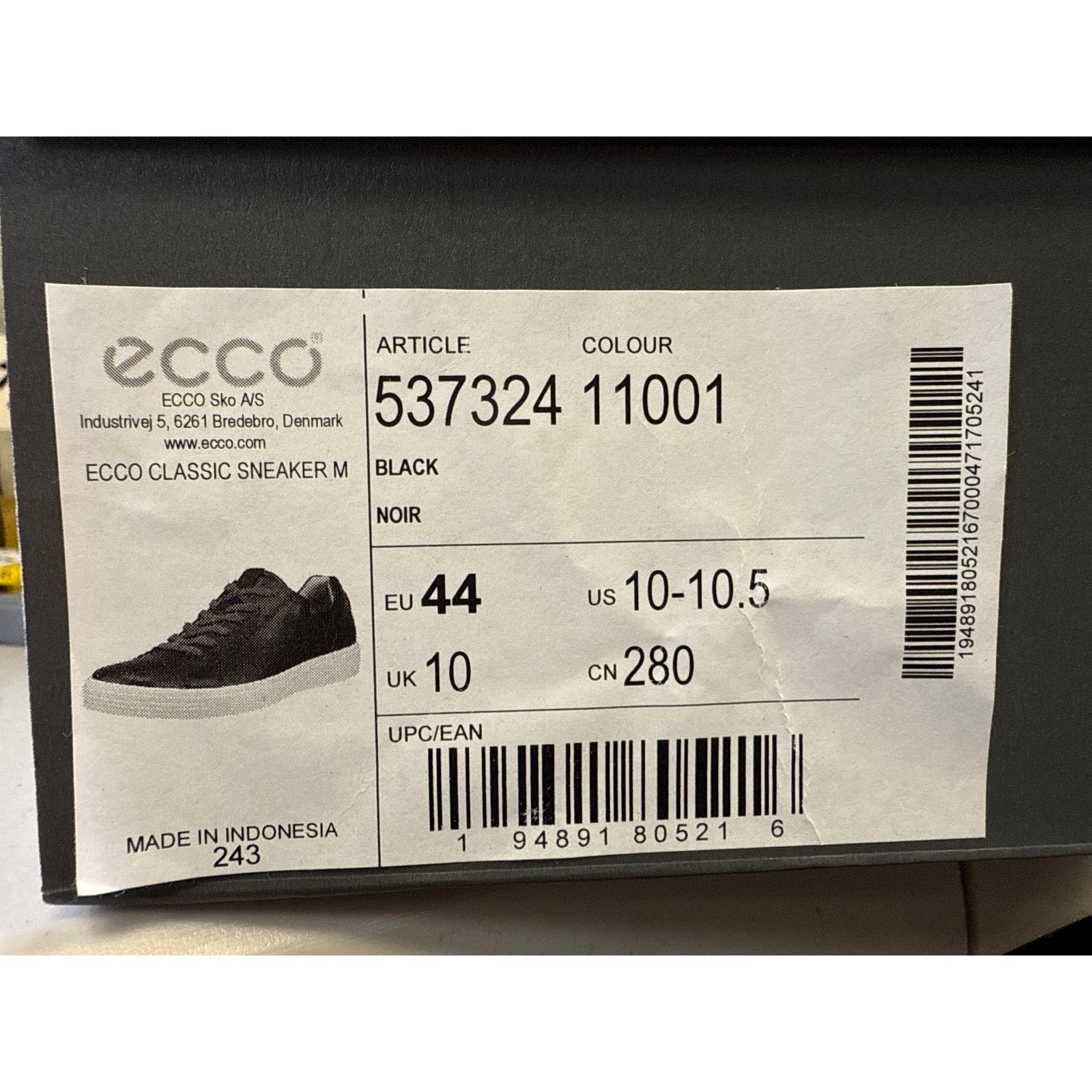 Ecco ECCO MEN'S 10 CLASSIC SNEAKER BLACK LEATHER 53732411001 Size US 10 / EU 43 - 6 Thumbnail