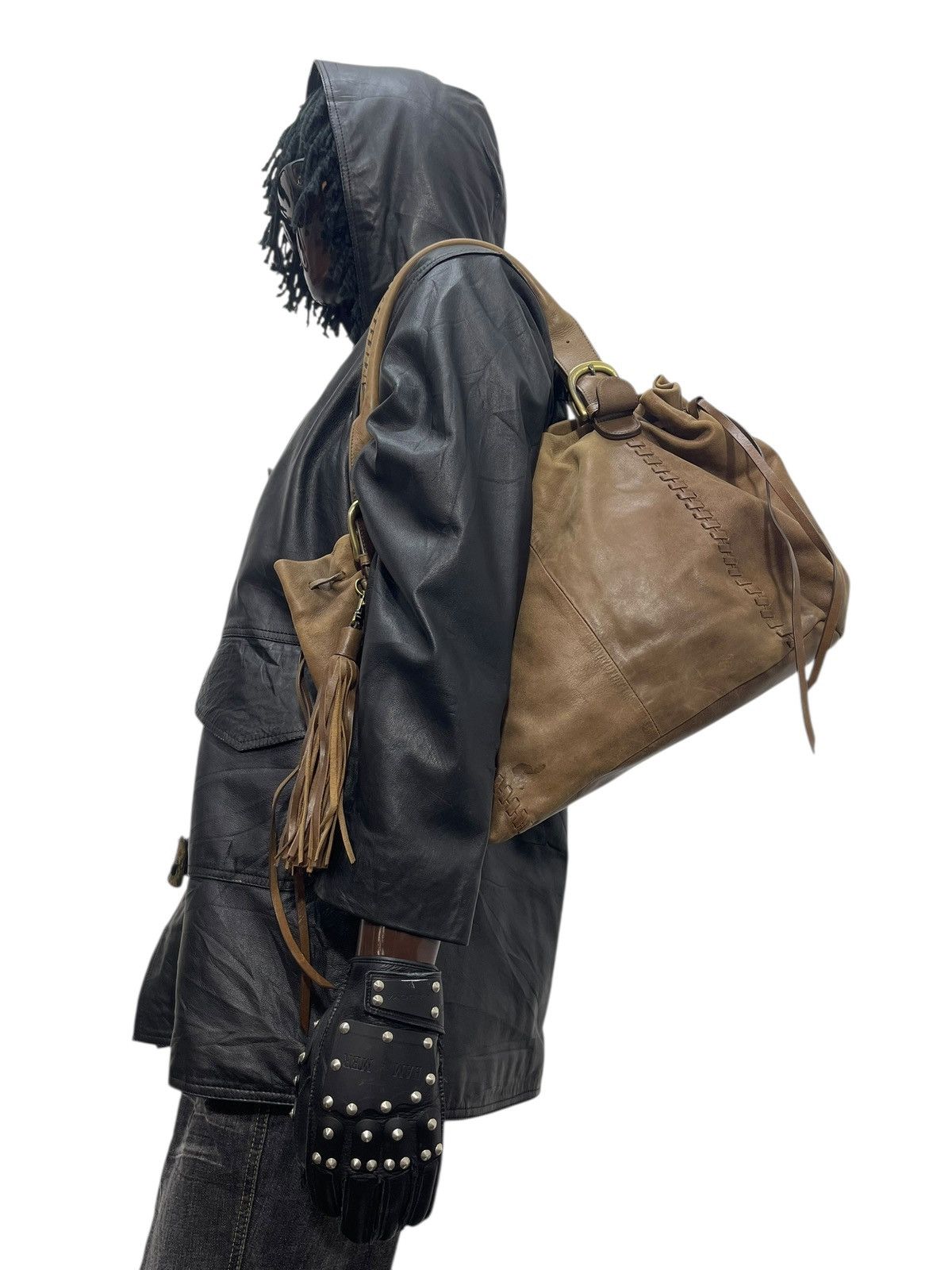 Leather Real Leather Patina Sazaby Japan Tote Shoulder Bag 9🟩 Size ONE SIZE - 2 Thumbnail