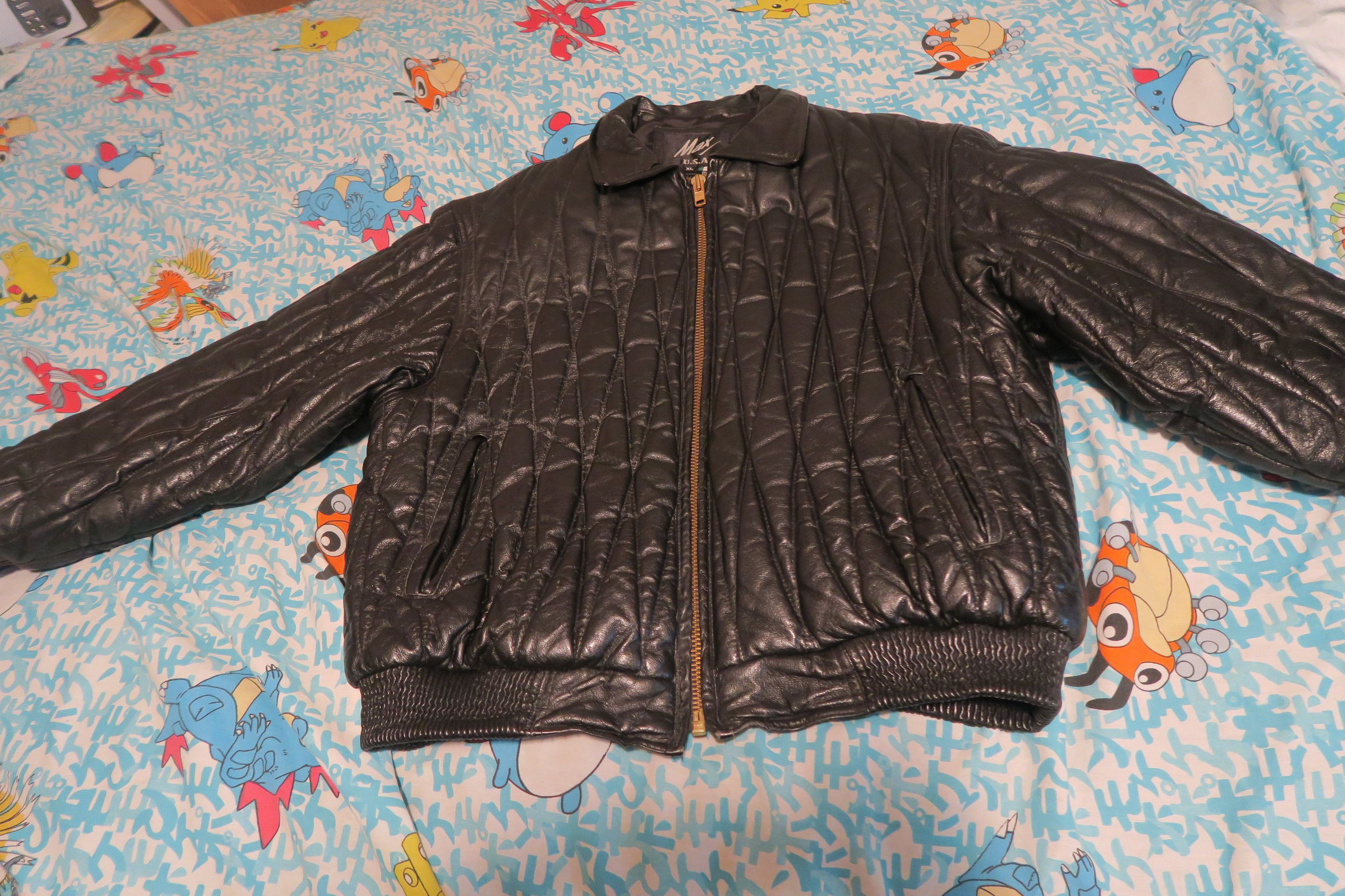 Genuine Leather × Vintage VTG 90s Max USA Leather Jacket Patterned Indian Head Size US XL / EU 56 / 4 - 5 Thumbnail