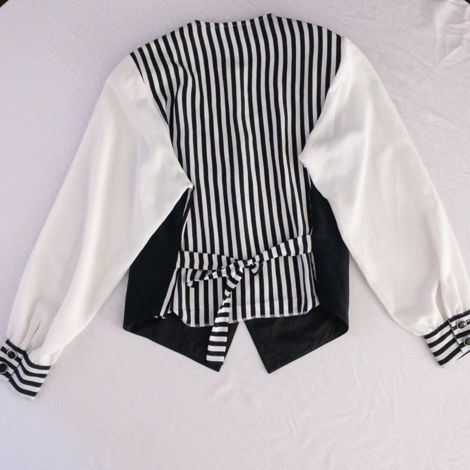 Other Leslie Fay Vintage White Striped Blouse Womens 12 Large Size XL / US 12-14 / IT 48-50 - 8 Thumbnail
