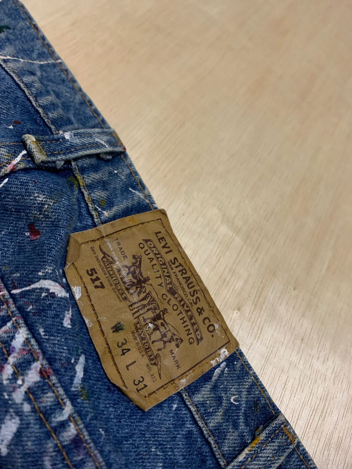 Levi's × Levi's Vintage Clothing × Vintage Vintage Levis Orange Tab Painted Denim Jeans Size US 34 / EU 50 - 7 Thumbnail