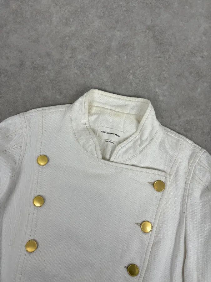 Isabel Marant Isabel Marant Étoile Cream White Officer Napoleon Denim Jacket Size S / US 4 / IT 40 - 4 Thumbnail