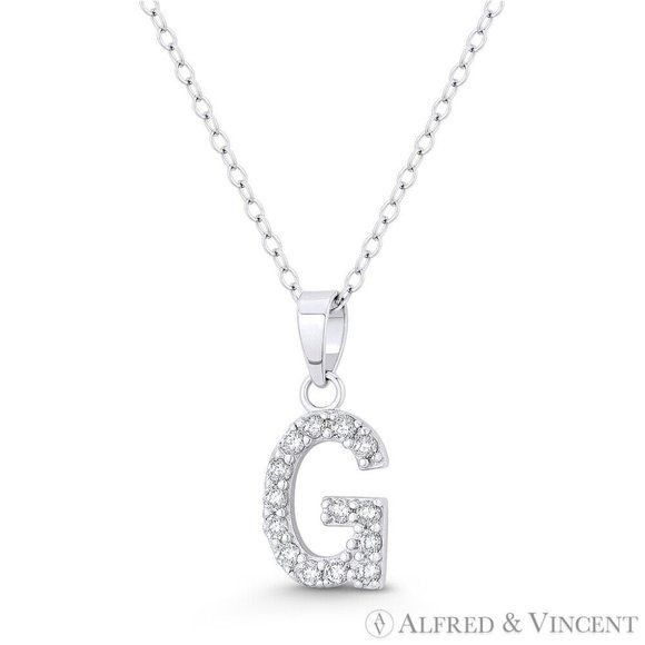Other Initial "G" CZ Crystal Pendant w/ Cable Chain Necklace Size ONE SIZE - 1 Preview