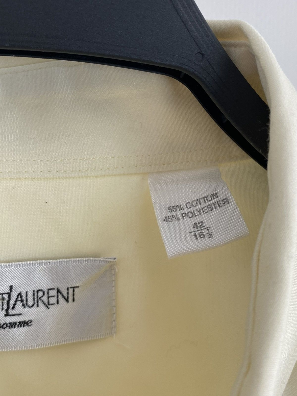 Yves Saint Laurent 1990’s Vintage YSL Mini Logo Light Yellow Button Up Shirt Size US M / EU 48-50 / 2 - 3 Thumbnail