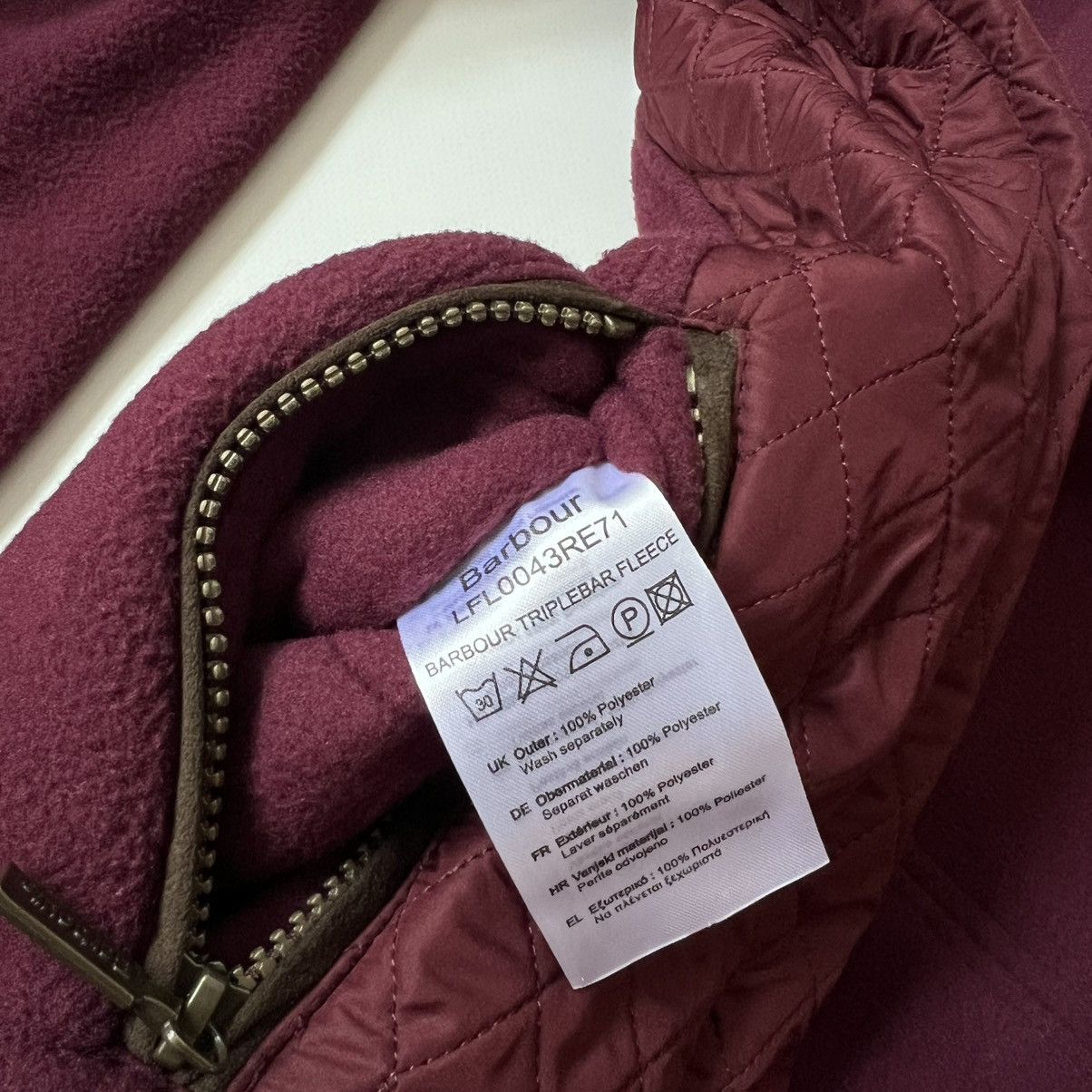 Barbour Barbour Triplebar Fleece Jacket Womens UK 14 US 10 Burgundy Size L / US 10 / IT 46 - 6 Thumbnail