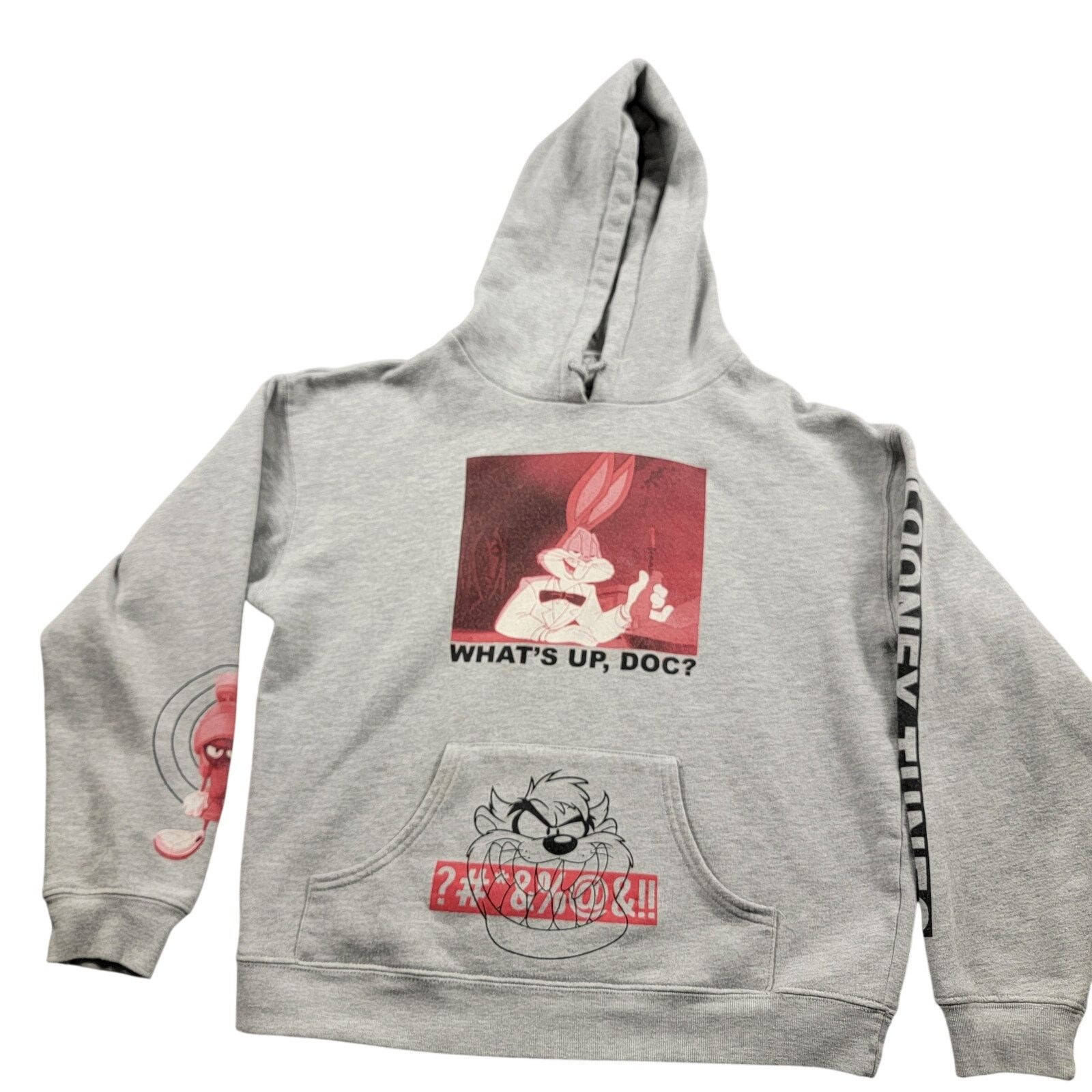 Warner Bros Looney Tunes Bugs Bunny Taz Hoodie Gray Mens M Used Graphic Size US M / EU 48-50 / 2 - 1 Thumbnail