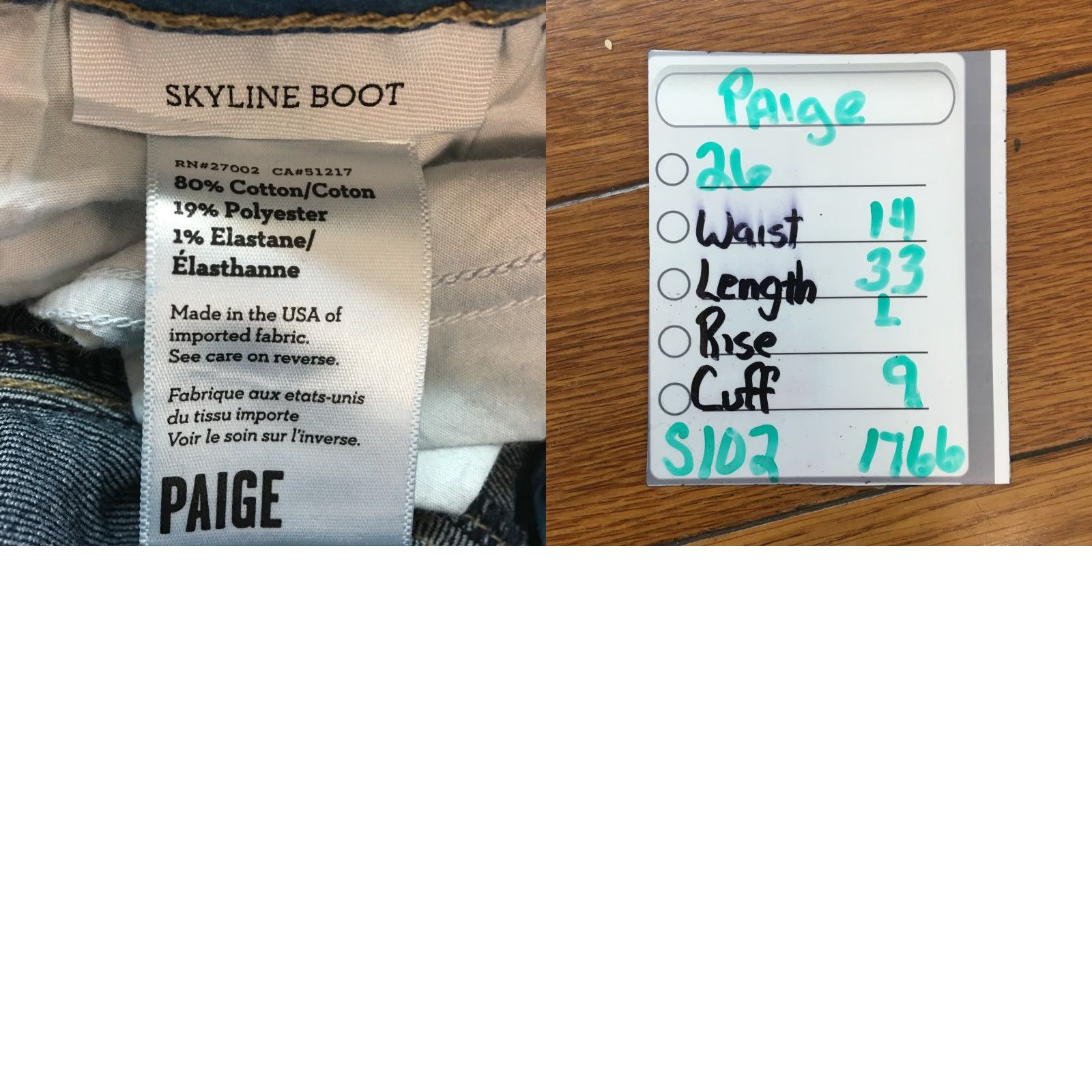 Paige Paige Jeans Bootcut Womens Regular 26 Blue Skyline Front Flat 33 in Inseam 28 Waist 18-? (No) Size 26" / US 2 / IT 38 - 8 Thumbnail