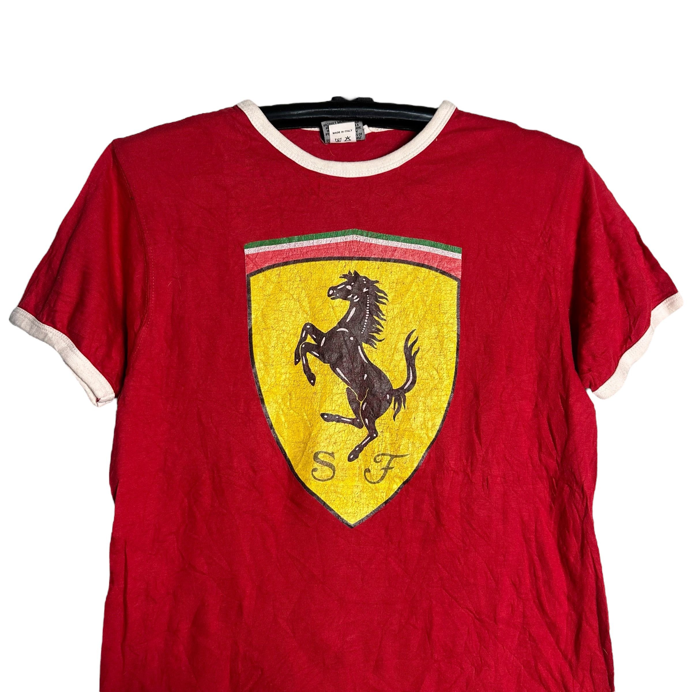 Ferrari × Fila 🔥RARE🔥Vintage Ferrari Spell Out Logo RInger T-shirt Size US XL / EU 56 / 4 - 2 Thumbnail