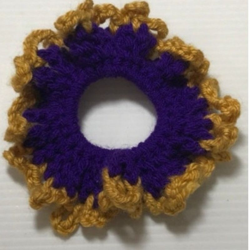 Handmade NWT Purple Gold Handmade Crocheted Hair Scrunchie by Dawny Size ONE SIZE - 2 Thumbnail