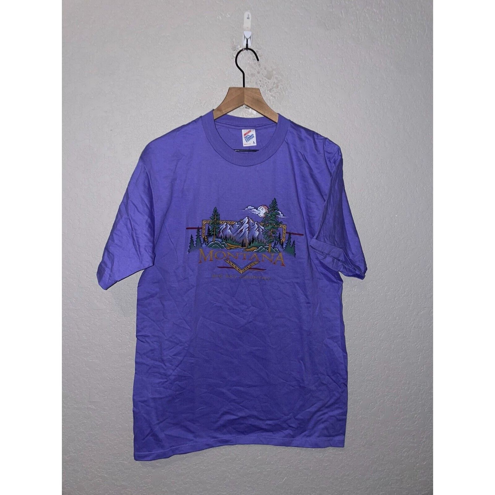 Jerzees Vintage Montana Nature Shirt Big Sky Purple Tee 90s VTG L Size US L / EU 52-54 / 3 - 1 Thumbnail