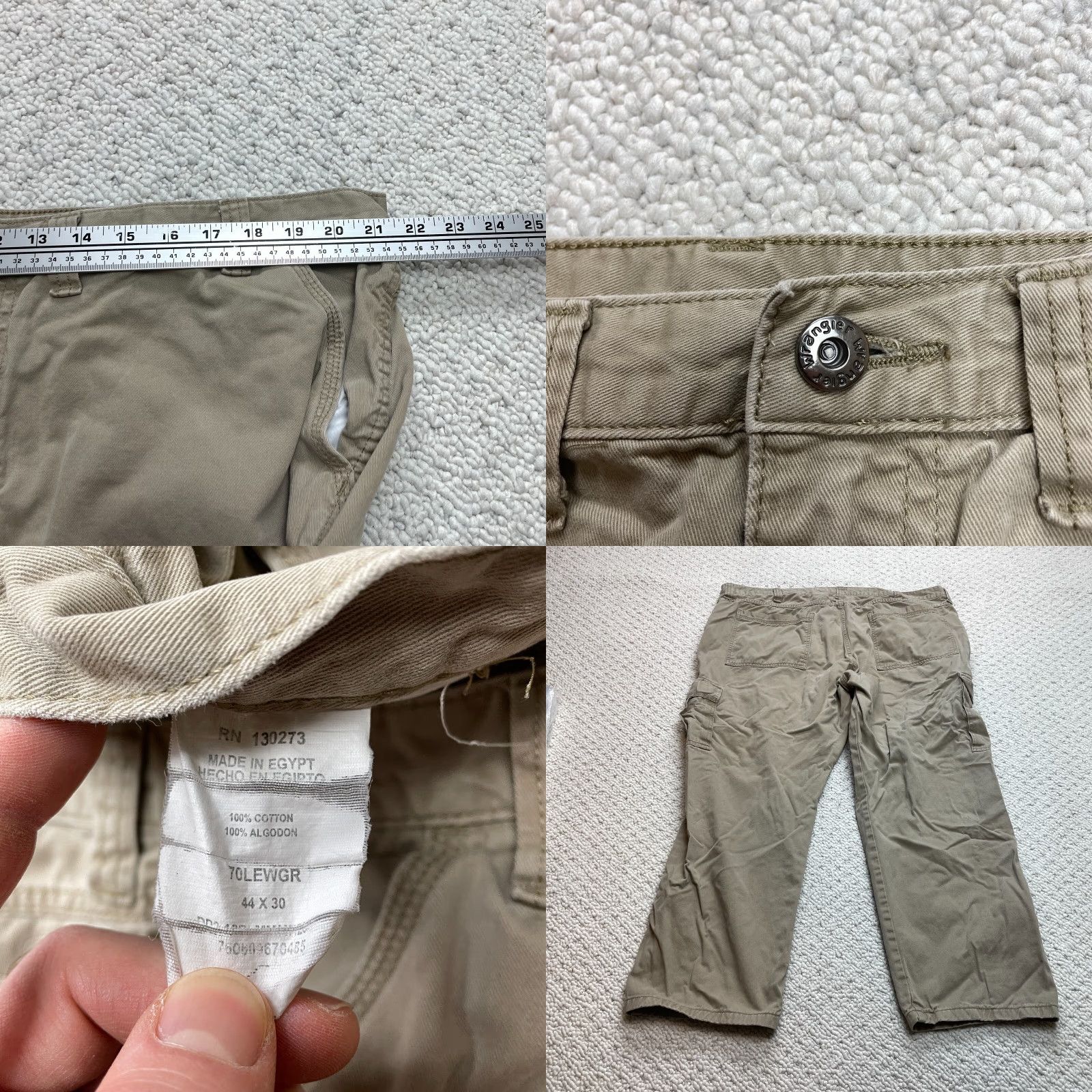 Wrangler Wrangler Cargo Pants Mens 44x30 Beige Solid Cotton High Rise Straight Pockets Mens Beige Cargo Pants 44x30 Wrangler Size US 44 / EU 60 - 8 Thumbnail