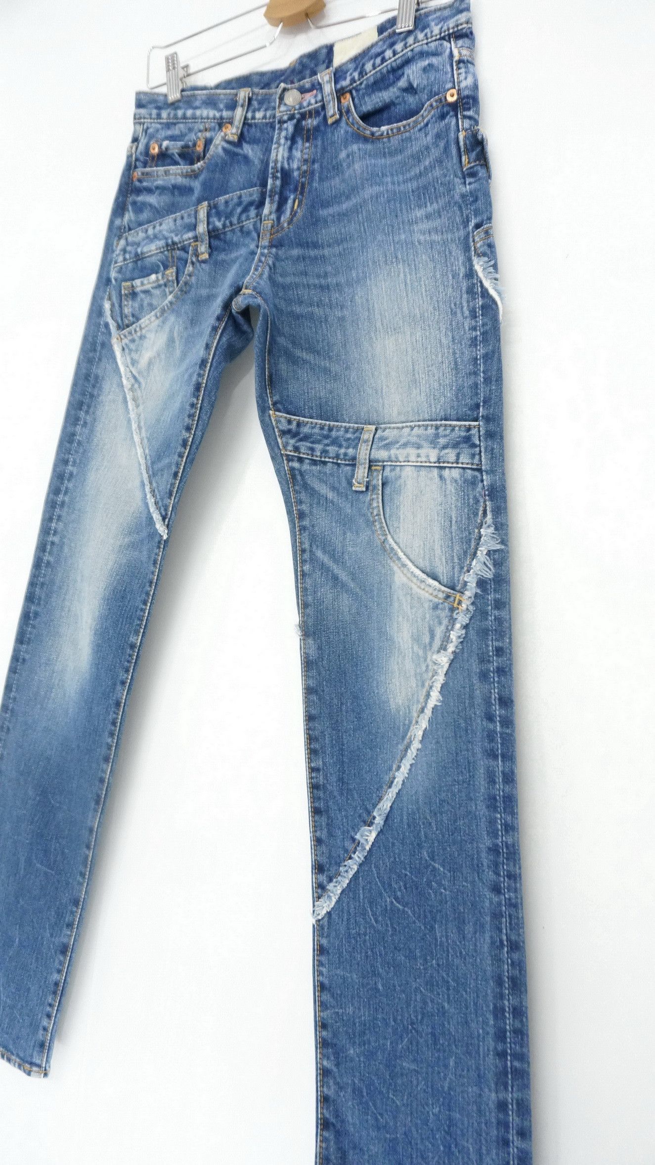 Japanese Brand ANTGAUGE Patchwork Lowrise Blue Jeans Size US 28 / EU 44 - 2 Thumbnail