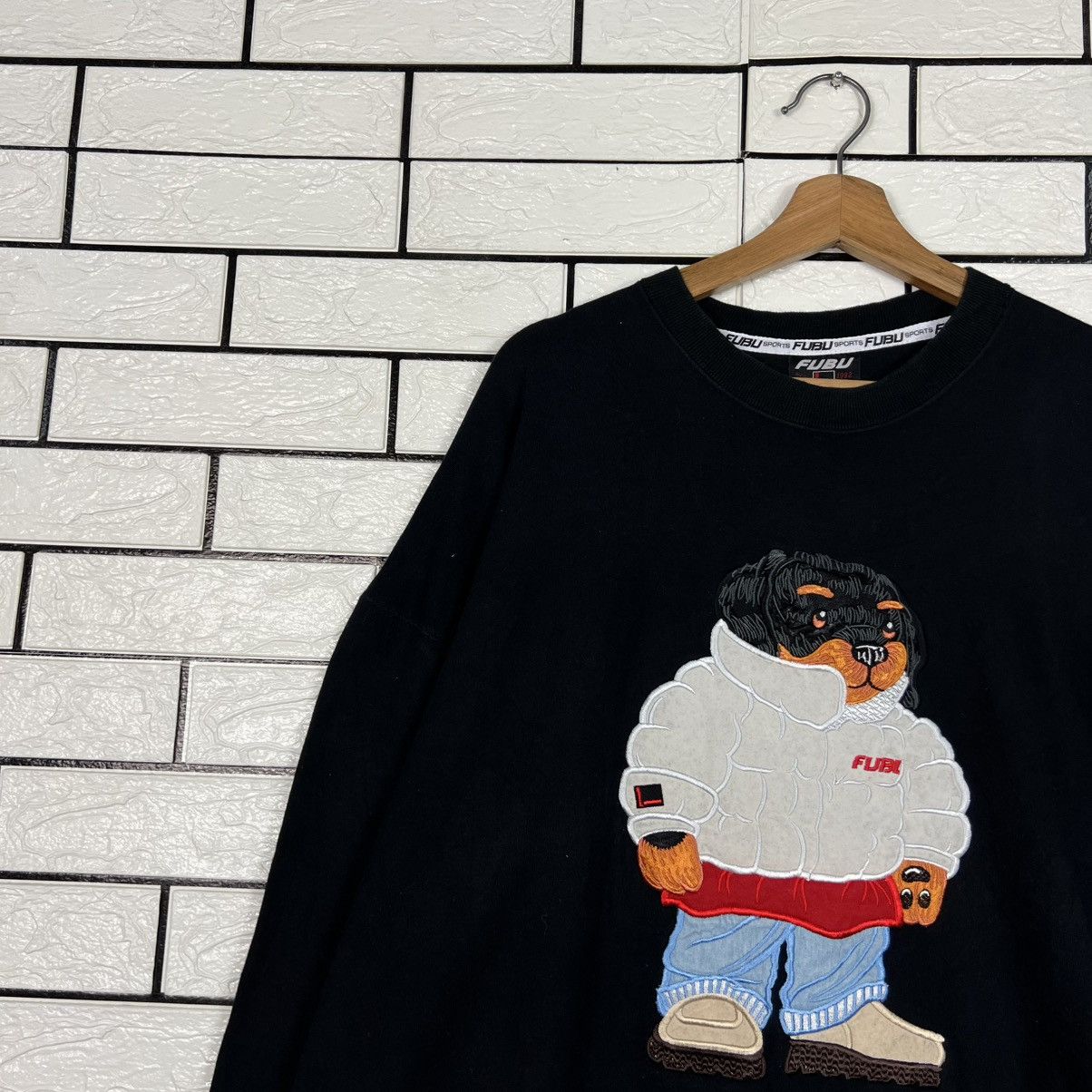 Fubu 90's FUBU Embroidered Rottweiler Sweatshirt #4251-C193 Size US XL / EU 56 / 4 - 4 Thumbnail