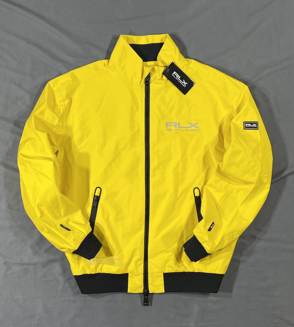 image of Polo Ralph Laurent Rlx Water Repellent Tech Bomber Jacket in Yellow, Men's (Size Large)