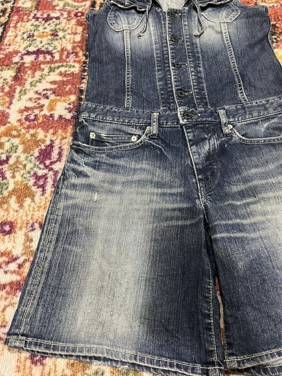Hysteric Glamour × Japanese Brand All-in-one denim jumpsuit short hoodie Size 26" / US 2 / IT 38 - 3 Thumbnail