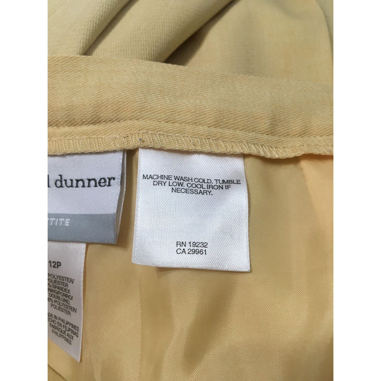 Other Alfred Dunner Petite 12P Corn Silk Yellow Lined Pants Zipper Size 34" / US 12 / IT 48 - 4 Thumbnail