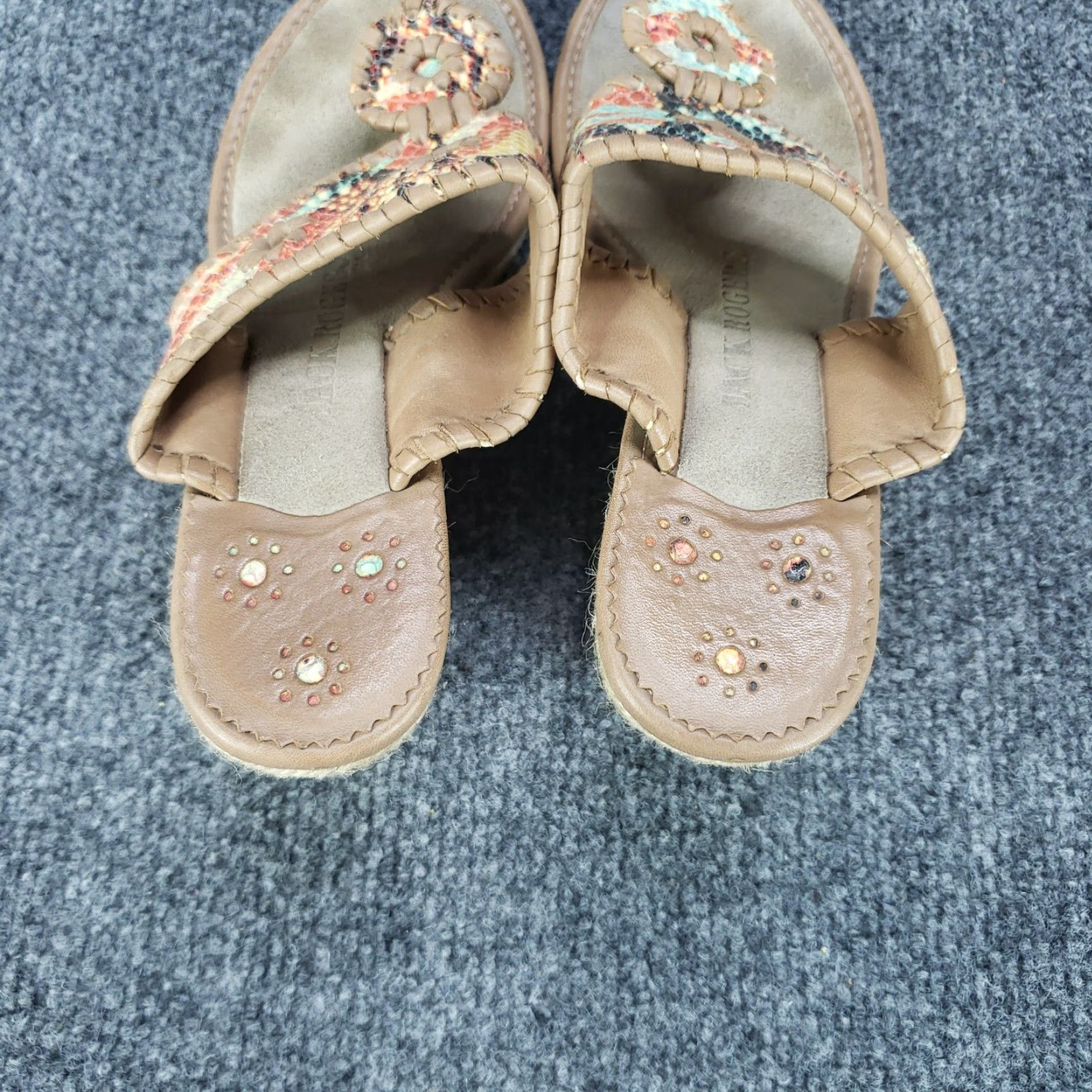 Jack Rogers Jack Rogers Marbella Sandals Women 6M Tan Leather Platform Wedge Thong Size US 6 / IT 36 - 7 Thumbnail