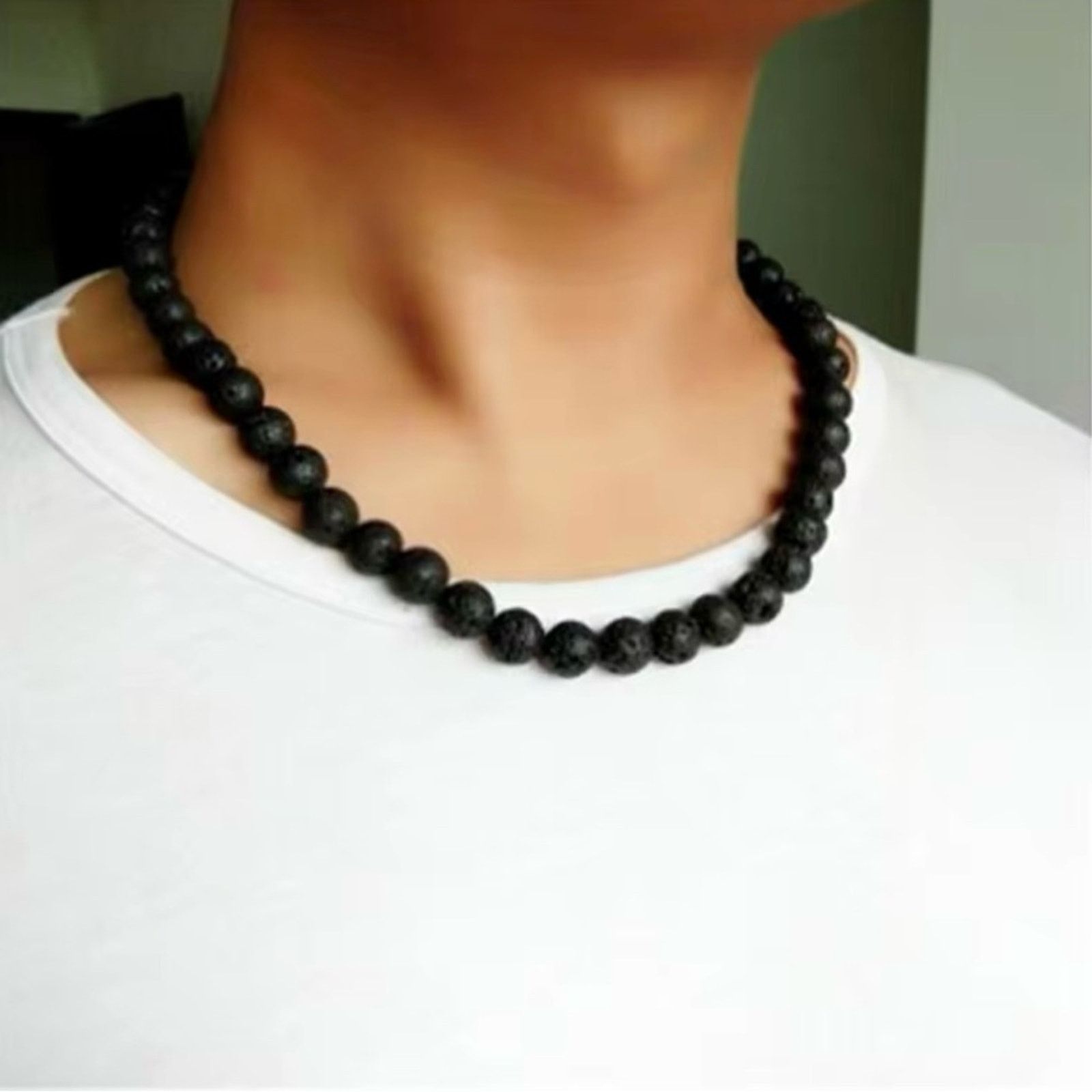 Other Men 8mm Black Lava Necklace 21.5” inches Size ONE SIZE - 1 Preview