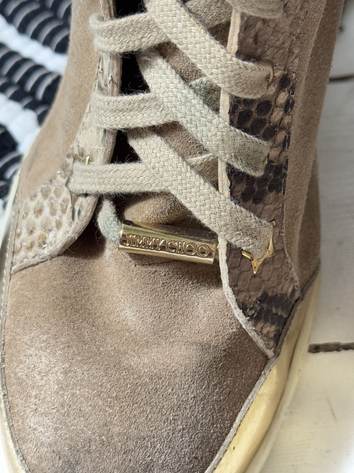 Jimmy Choo VINTAGE JIMMY CHOO BECKETT HIGH PLATFORM SNEAKERS SHOES Size US 10 / IT 40 - 8 Thumbnail