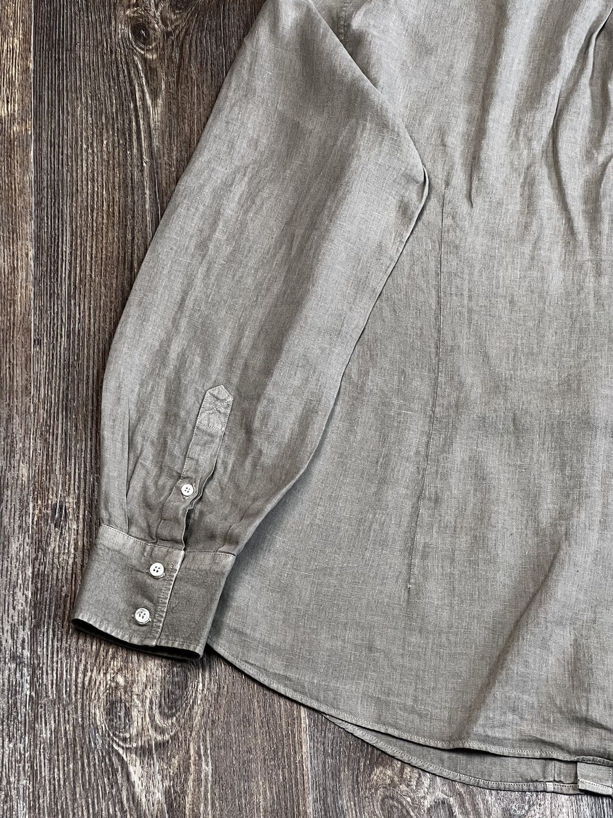 Brunello Cucinelli Brunello Cucinelli Linen Grey Buttons Up Long Sleeve Shirt Size US XL / EU 56 / 4 - 10 Thumbnail