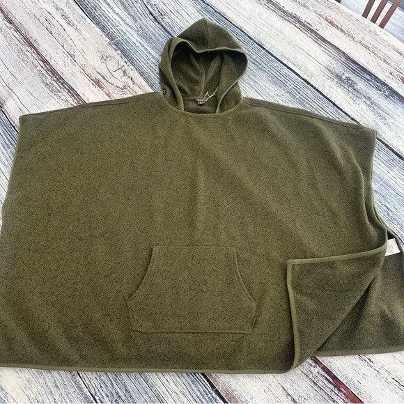 Eddie Bauer Eddie Bauer Hooded Olive Green Fleece Poncho Sweater with Fr Size M / US 6-8 / IT 42-44 - 3 Thumbnail