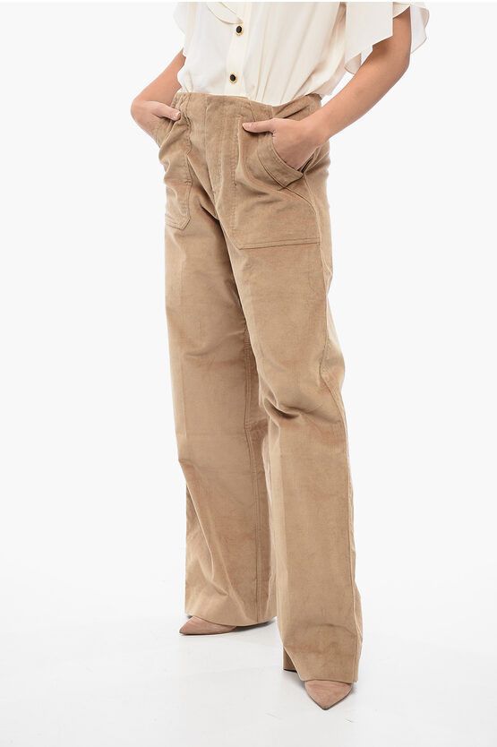 Corduroy Carpenter Pants with Logo Application