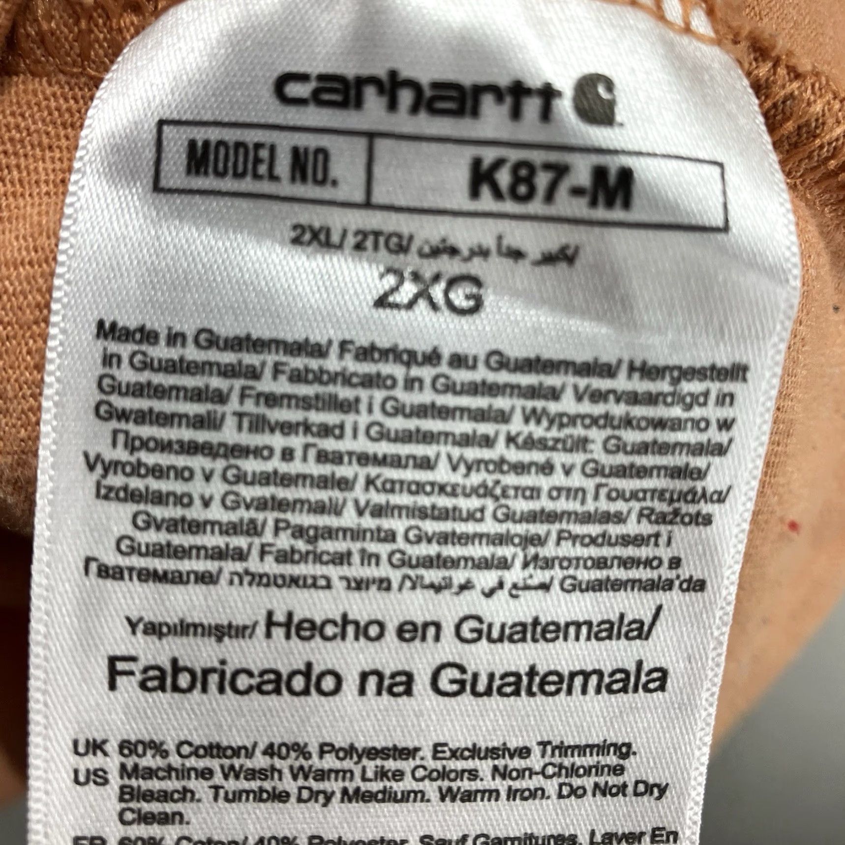 Carhartt Carhartt T-Shirt Mens 2XL Short Sleeve Crew Neck Orange Logo All Seasons Outdoor Regular Fit Size US XXL / EU 58 / 5 - 6 Thumbnail