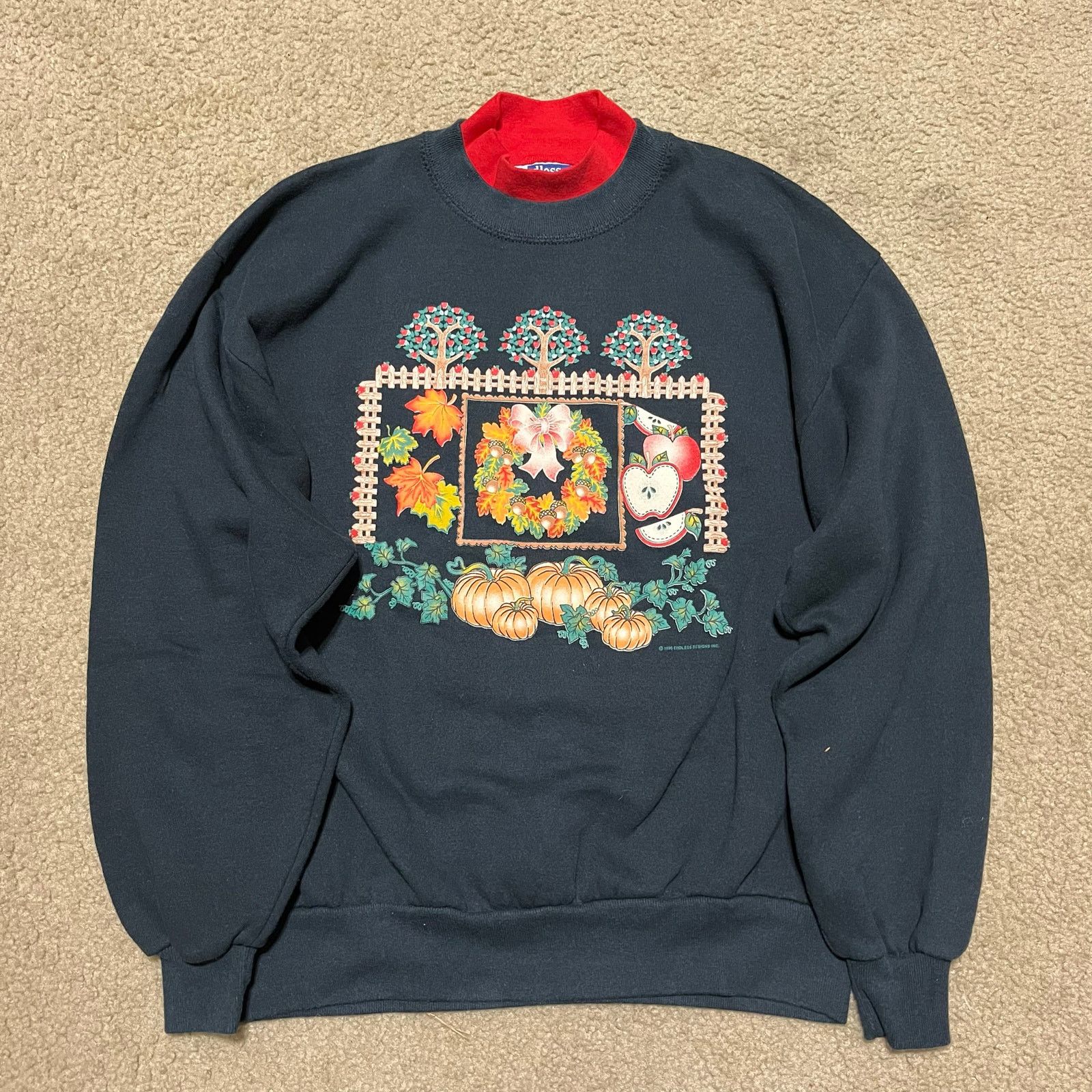 Other Vintage 96 Fall Pumpkins Apple Wreath Black Graphic Crewneck Size US L / EU 52-54 / 3 - 1 Thumbnail