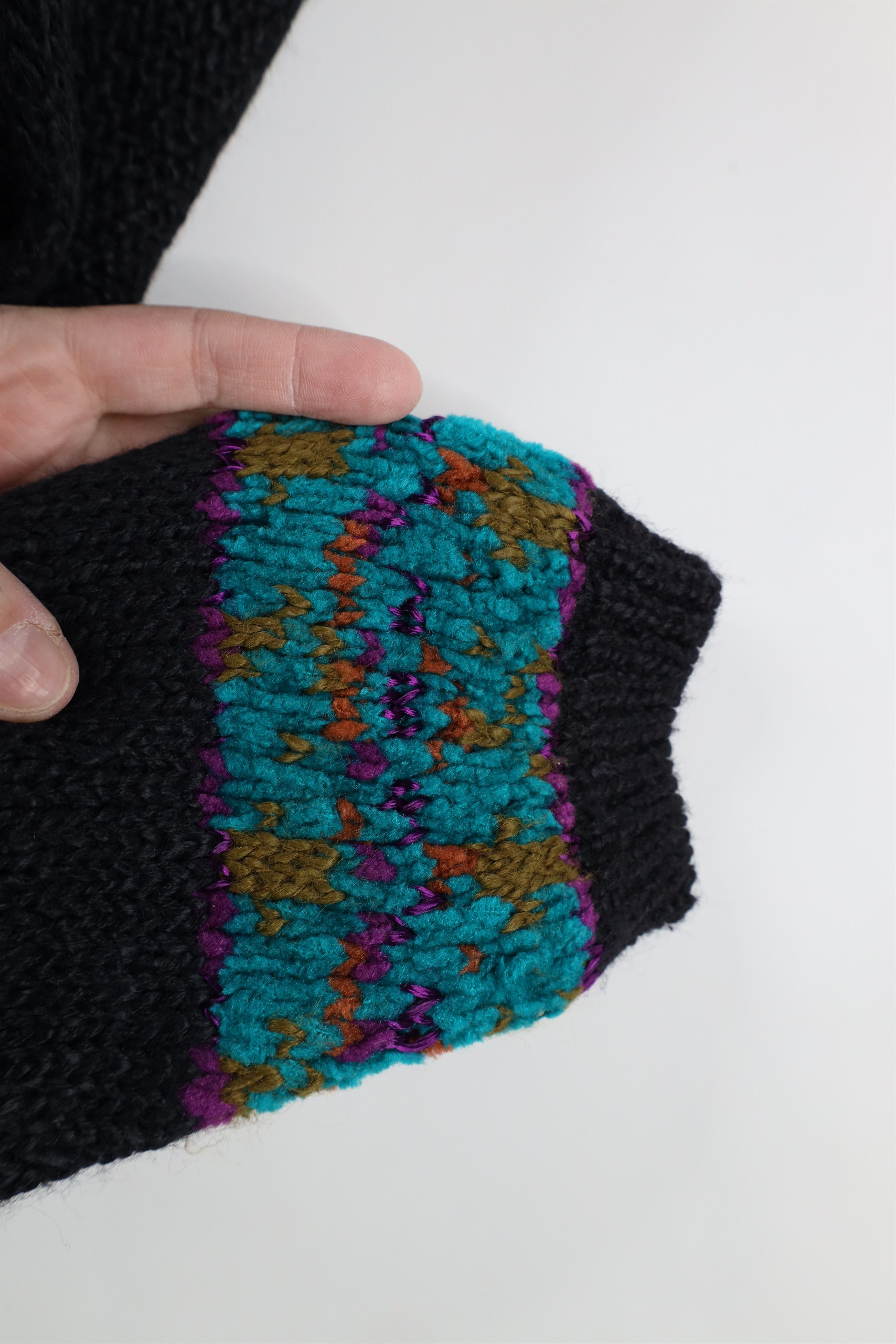 Vintage Vintage 90s Streetwear Flower Fleece Ribbed Knit Sweater Size XL / US 12-14 / IT 48-50 - 8 Thumbnail