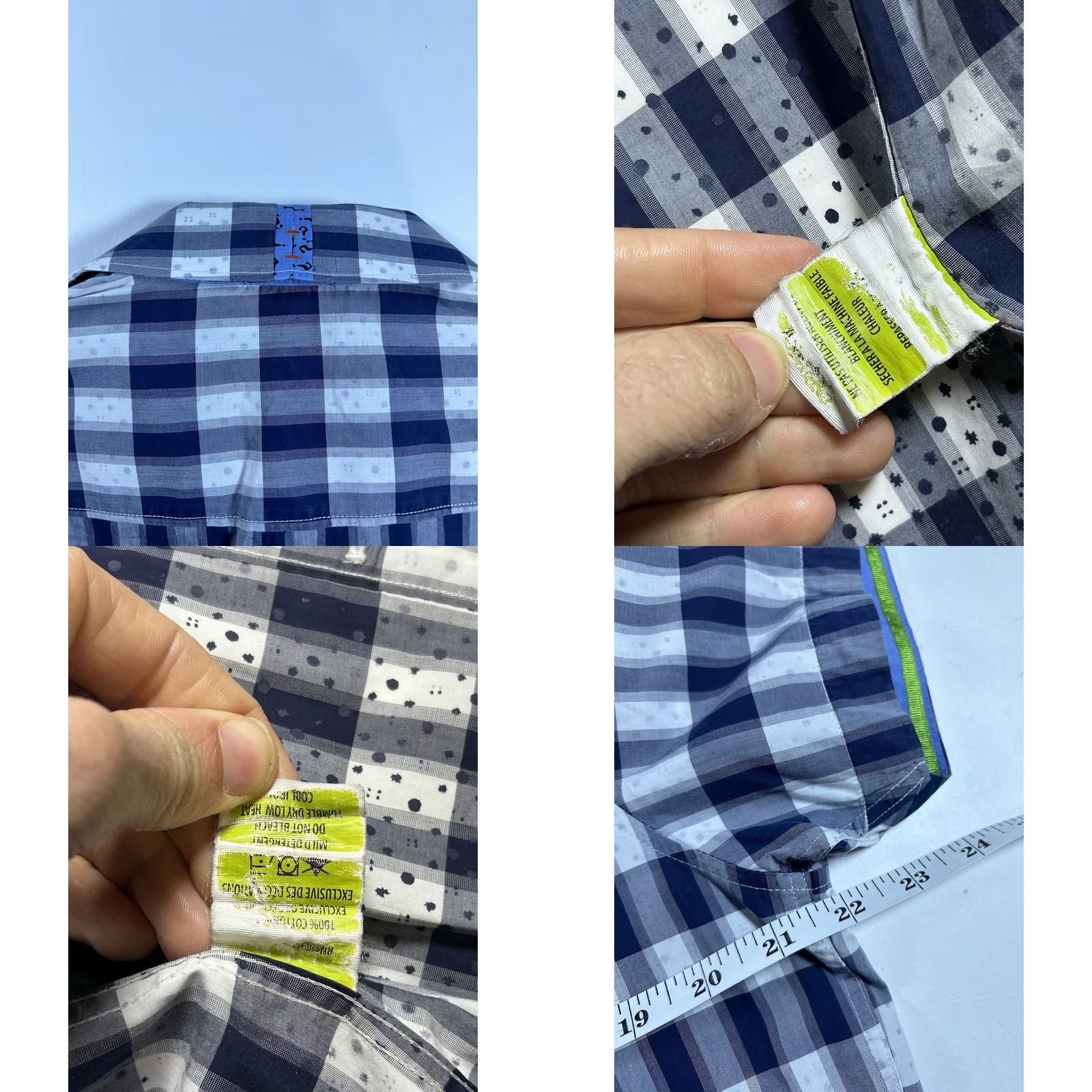 Robert Graham Robert Graham Shirt Blue Plaid Paint Splotch Short Sleeve Men’s Medium Clean Size US M / EU 48-50 / 2 - 9 Thumbnail