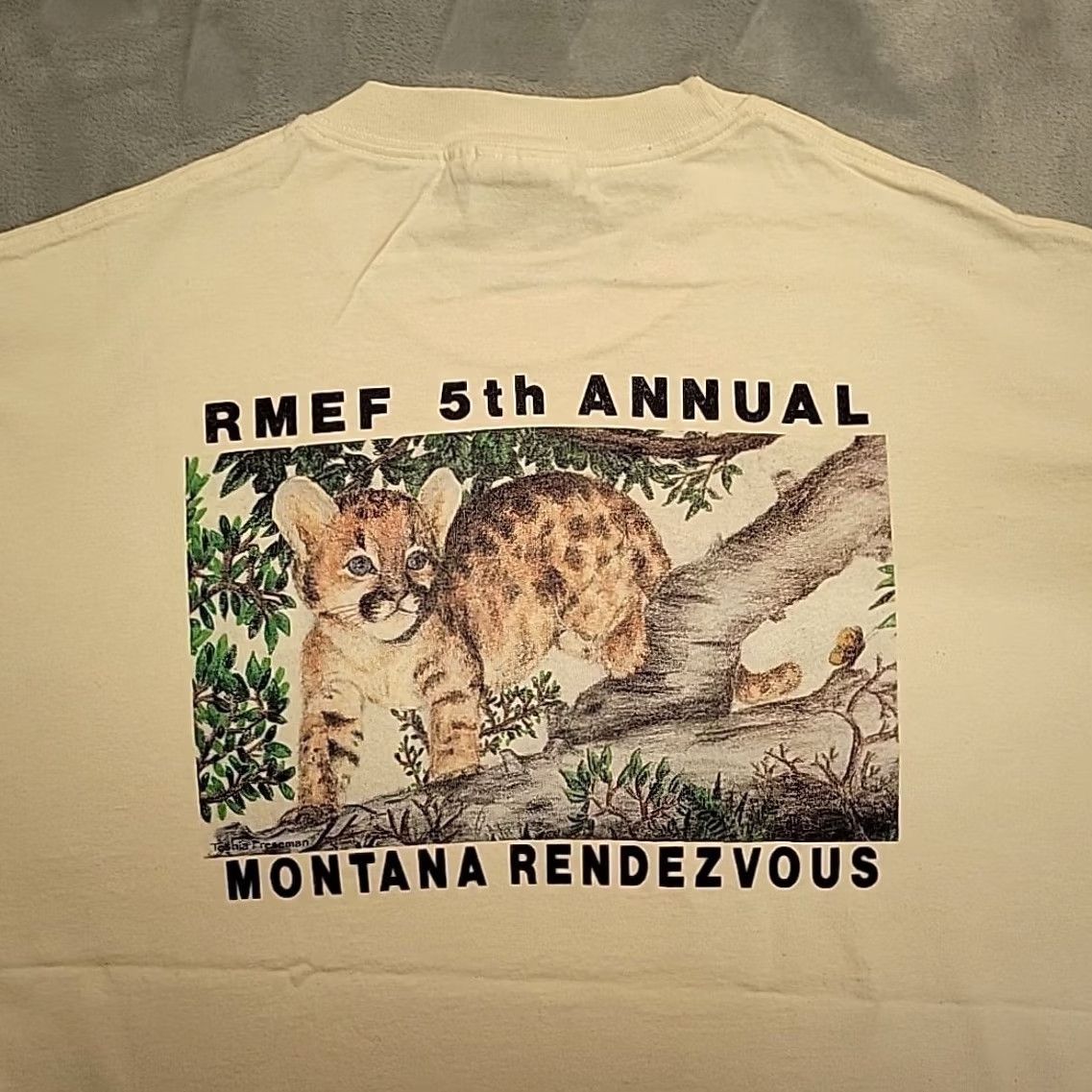 Vintage VTG Rocky Mountain Elk Foundation Shirt Mens L RMEF 5th Annual Rendezvous 90s T Shirt White Crew Neck Graphic Print Nature Wildlife Vintage Mens L Size US L / EU 52-54 / 3 - 6 Thumbnail