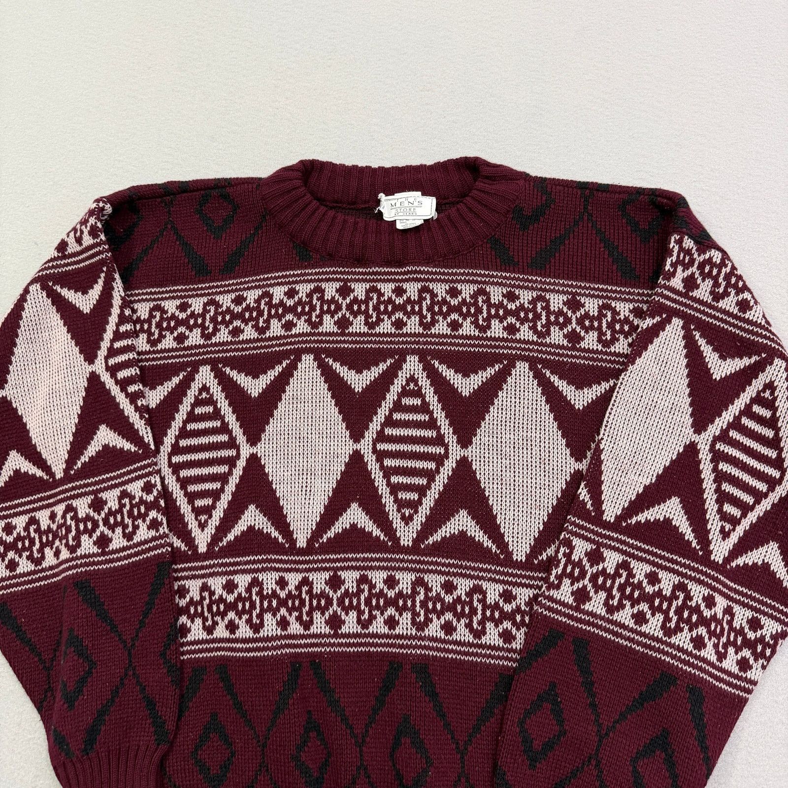 Vintage Vintage Sears Sweater Men's Medium Red Geometric Knit 90s Size US M / EU 48-50 / 2 - 2 Thumbnail
