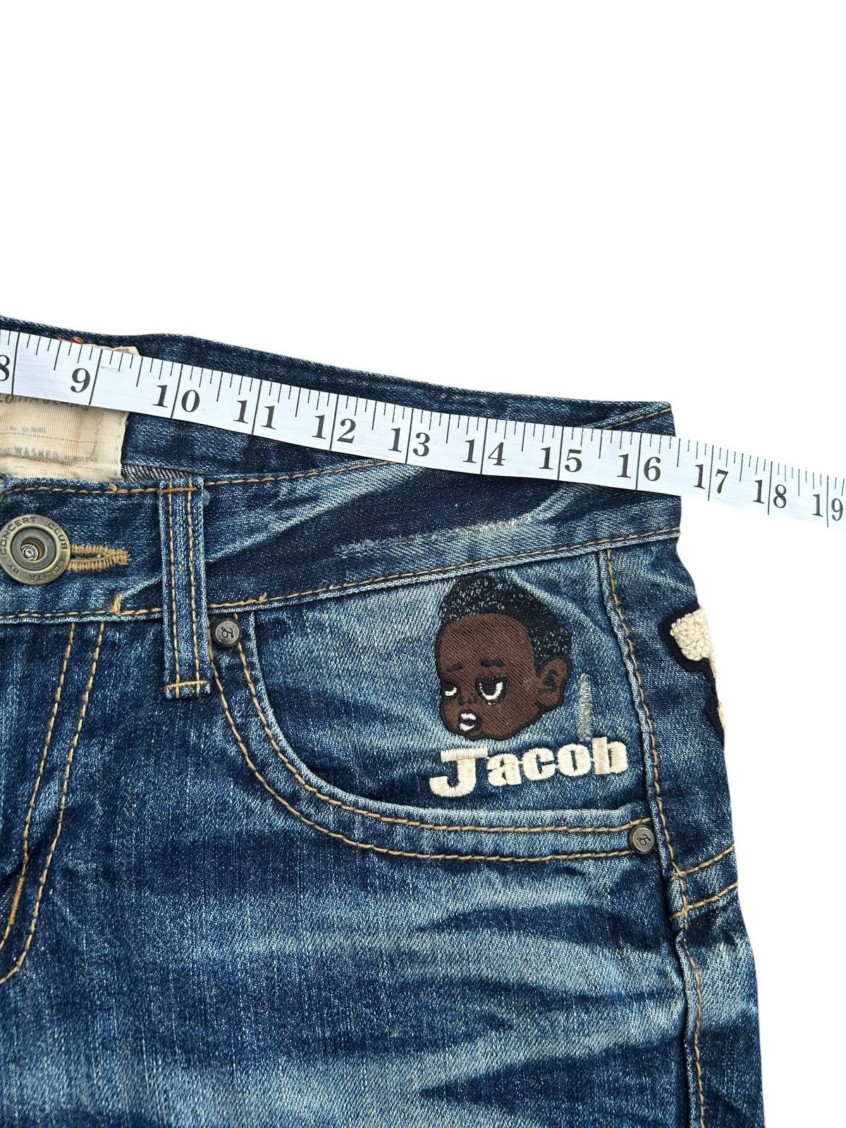 Kapital YOSHITOMO NARA LOLITA Exotic Vintage Distressed Denim Jeans Size US 33 - 17 Thumbnail