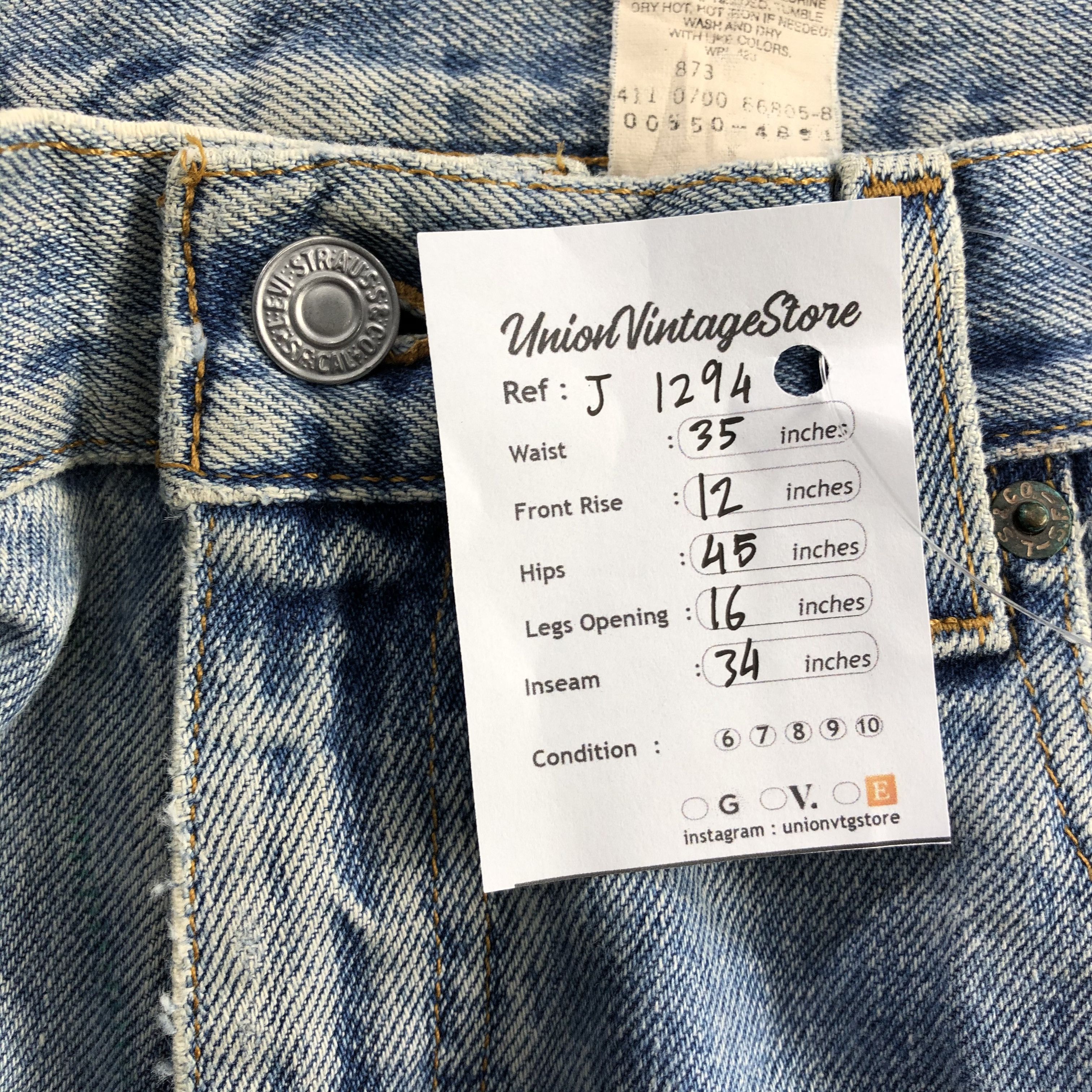Levi's Vintage 90s Distress Levis 550 Light Wash Jeans-J1294 Size US 35 - 12 Thumbnail
