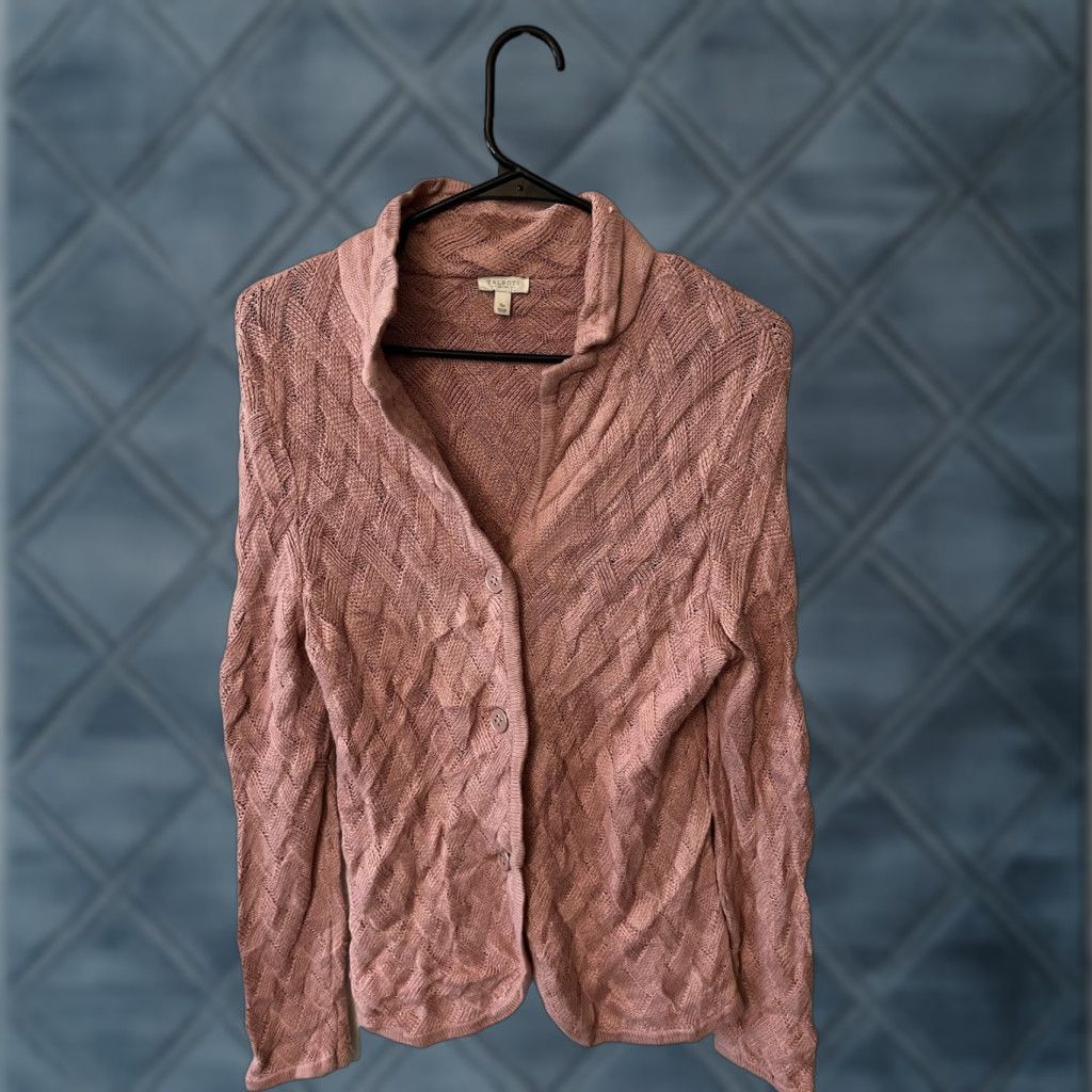 Talbots VINTAGE Talbots Women's Cardigan Sweater Pink Button Up Long Sleeve Cotton Blend Petite Size S / US 4 / IT 40 - 1 Thumbnail