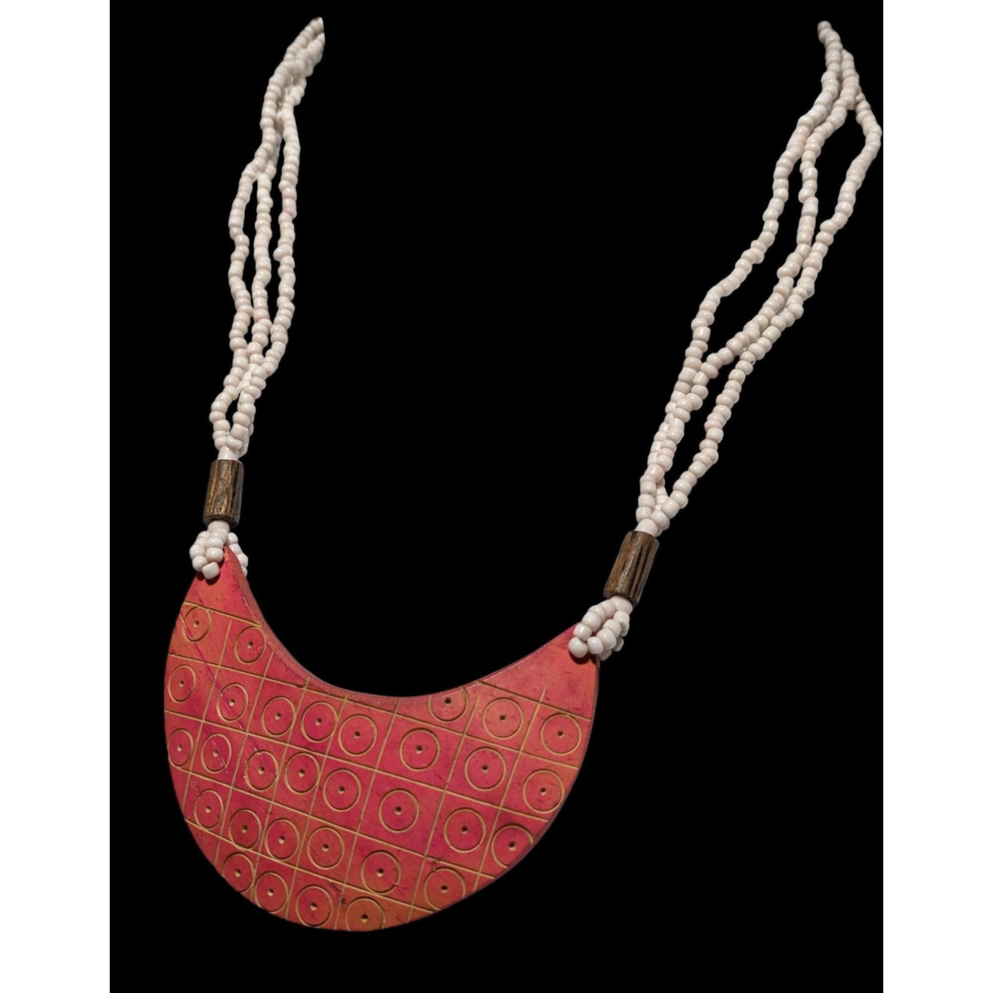Other Beaded Necklace With Geometric Pendant In Pink & White Size ONE SIZE - 7 Thumbnail