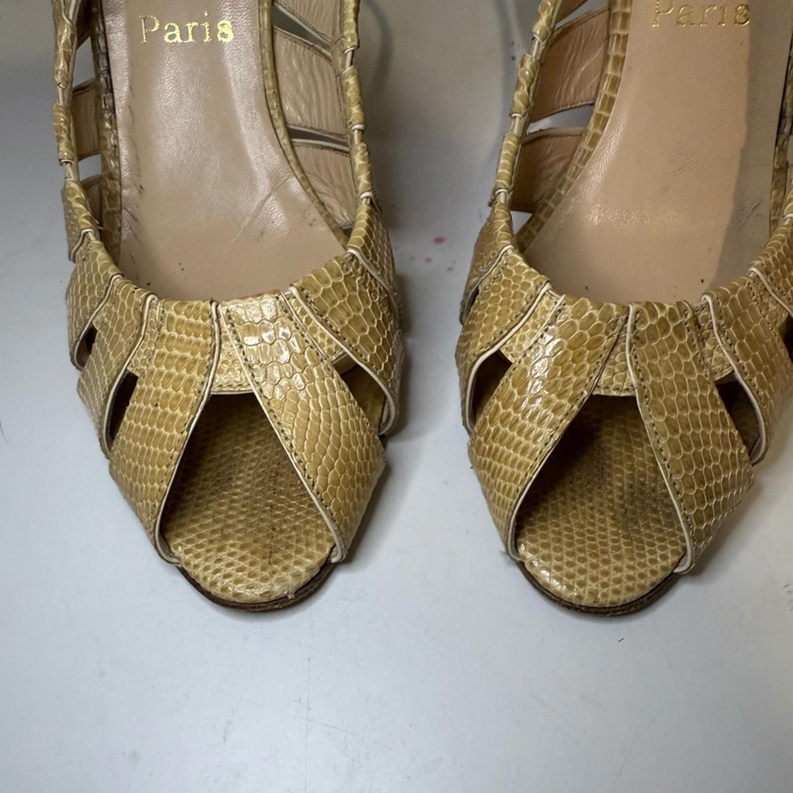 Christian Louboutin Christian Louboutin Beige Nude Lizard Slingback Sandals 40.5 Size US 9.5 / IT 39.5 - 5 Thumbnail