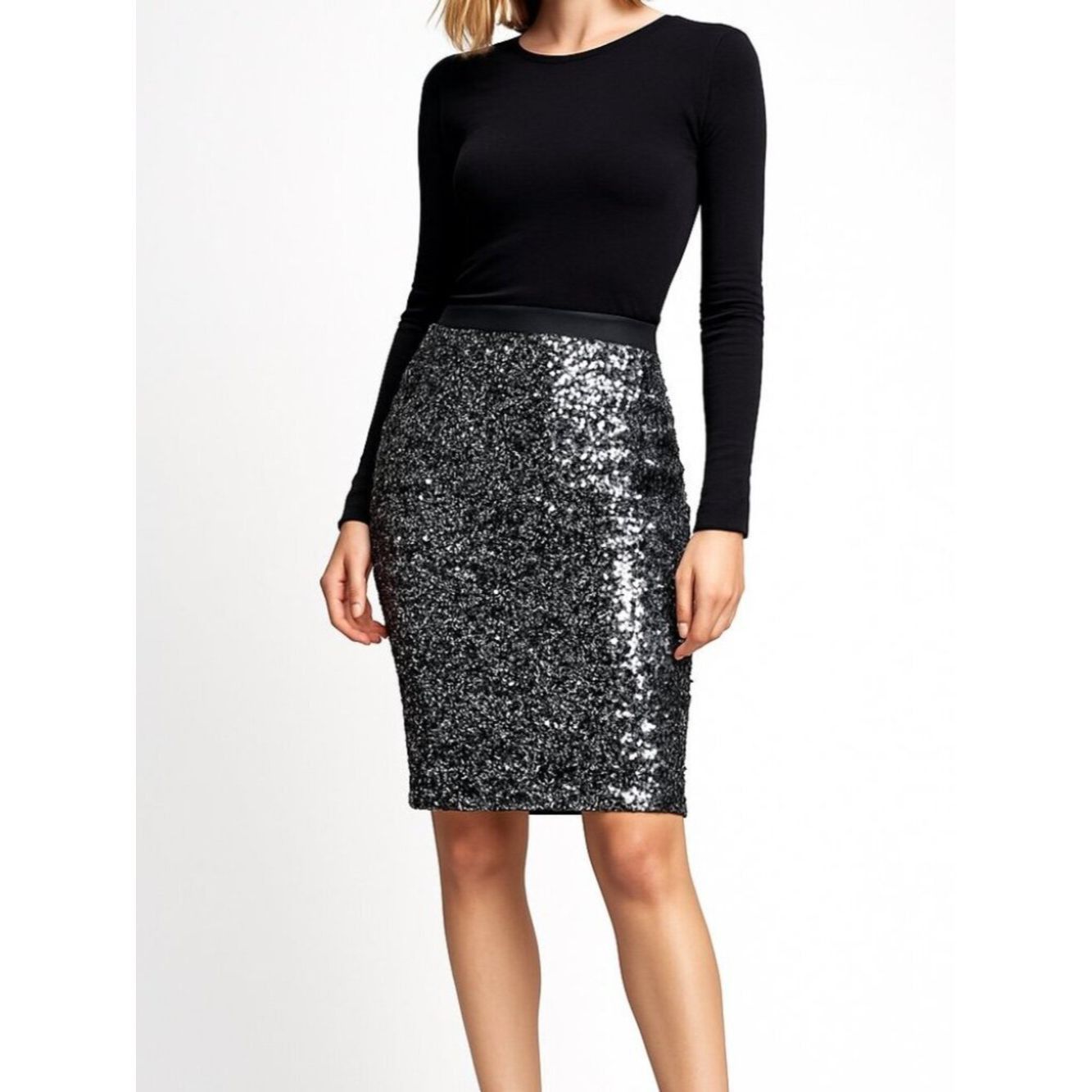 MILLY Milly Pencil Sequins Stretch Midi Skirt Size 2 Size 26" / US 2 / IT 38 - 1 Thumbnail