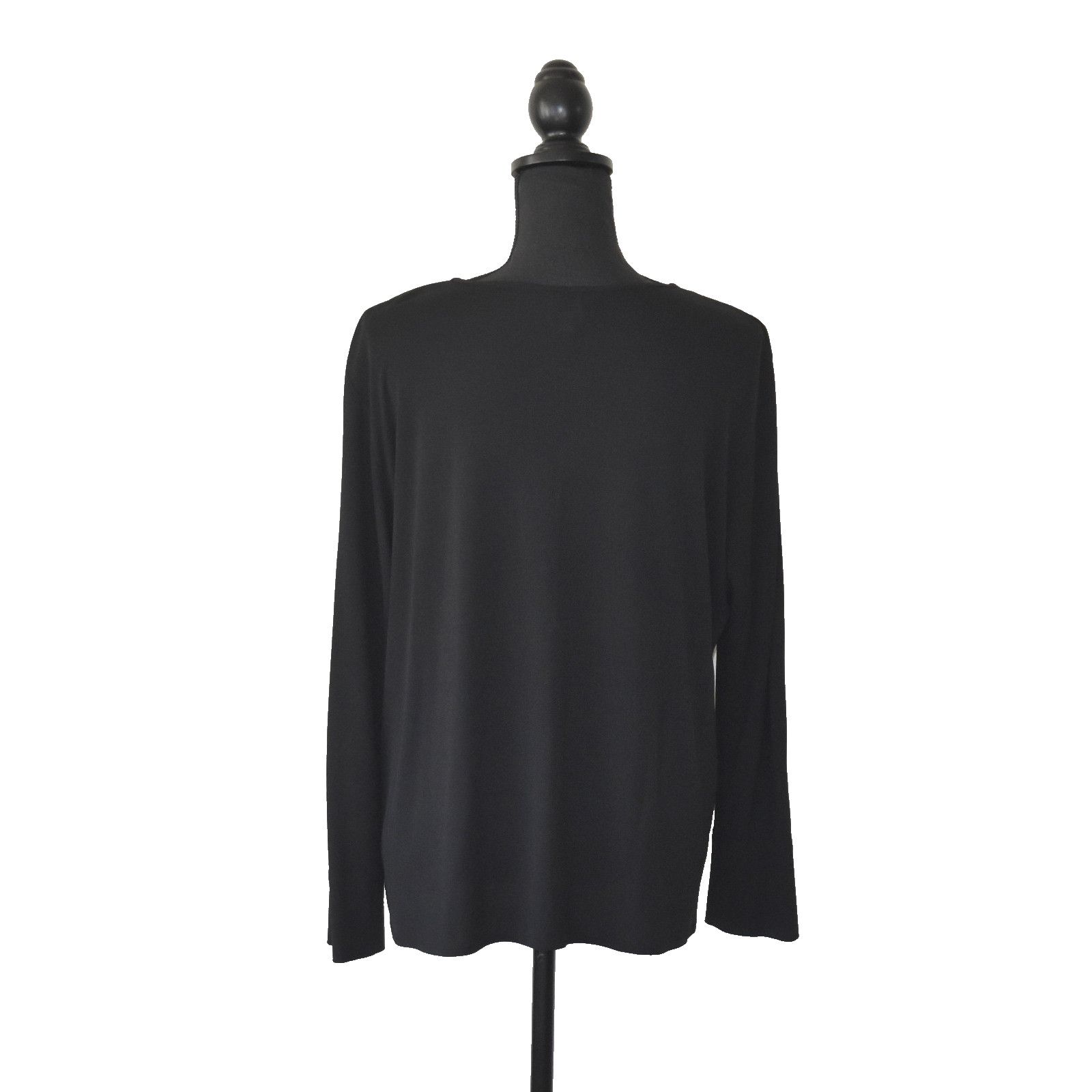 Eileen Fisher EILEEN FISHER Black Silk Round Neck Long Sleeve Top Size XL Size XL / US 12-14 / IT 48-50 - 2 Thumbnail