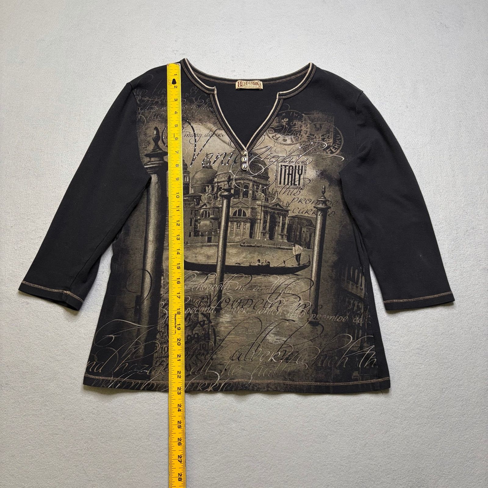 Vintage Blue Canyon Venice Italy Graphic Top Women’s XL Brown 3/4 Size XL / US 12-14 / IT 48-50 - 4 Thumbnail