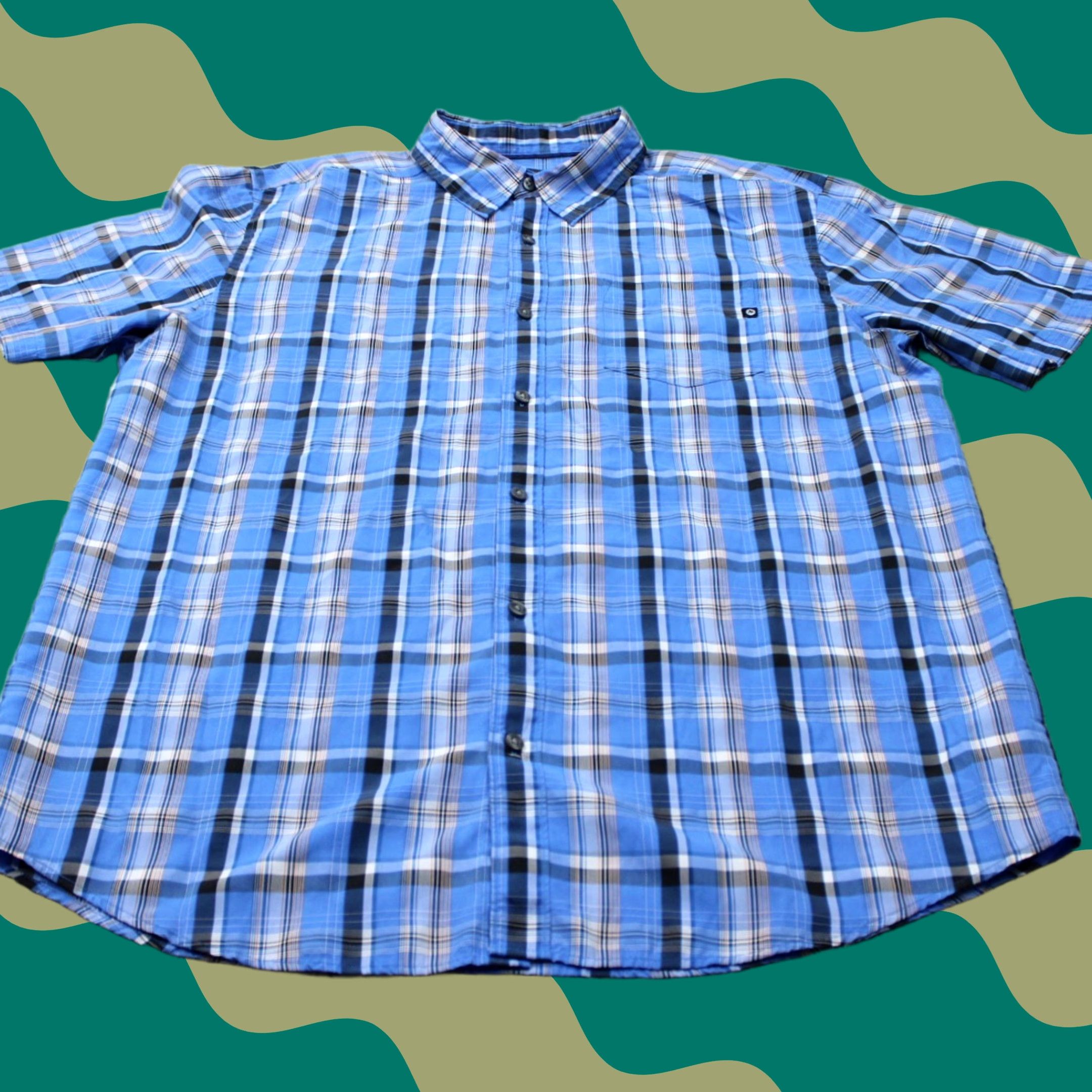 Marmot Marmot Shirt Mens XL Blue Plaid Polynosic Rayon/Polyester Short Sleeve Button Up Size US XL / EU 56 / 4 - 1 Thumbnail