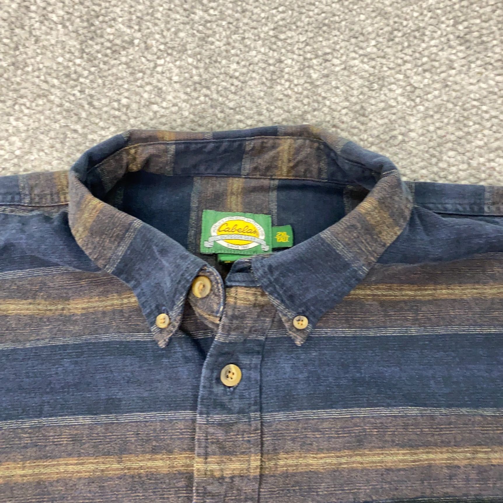 Vintage Cabela's Men’s 2XL Tall Long Sleeve Button-Down Shirt Cotton Flannel Striped Casual Size US XXL / EU 58 / 5 - 2 Thumbnail