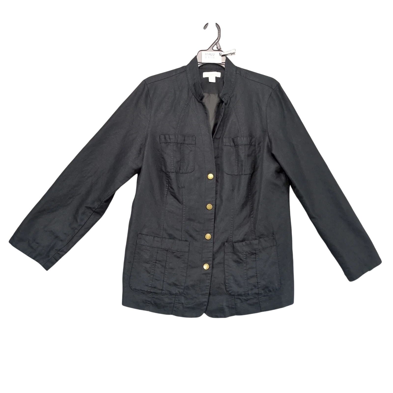 Coldwater Creek Coldwater Creek Black Linen Cotton Peacoat Jacket Women's 16 Size XXL / US 16-18 / IT 52-54 - 1 Thumbnail